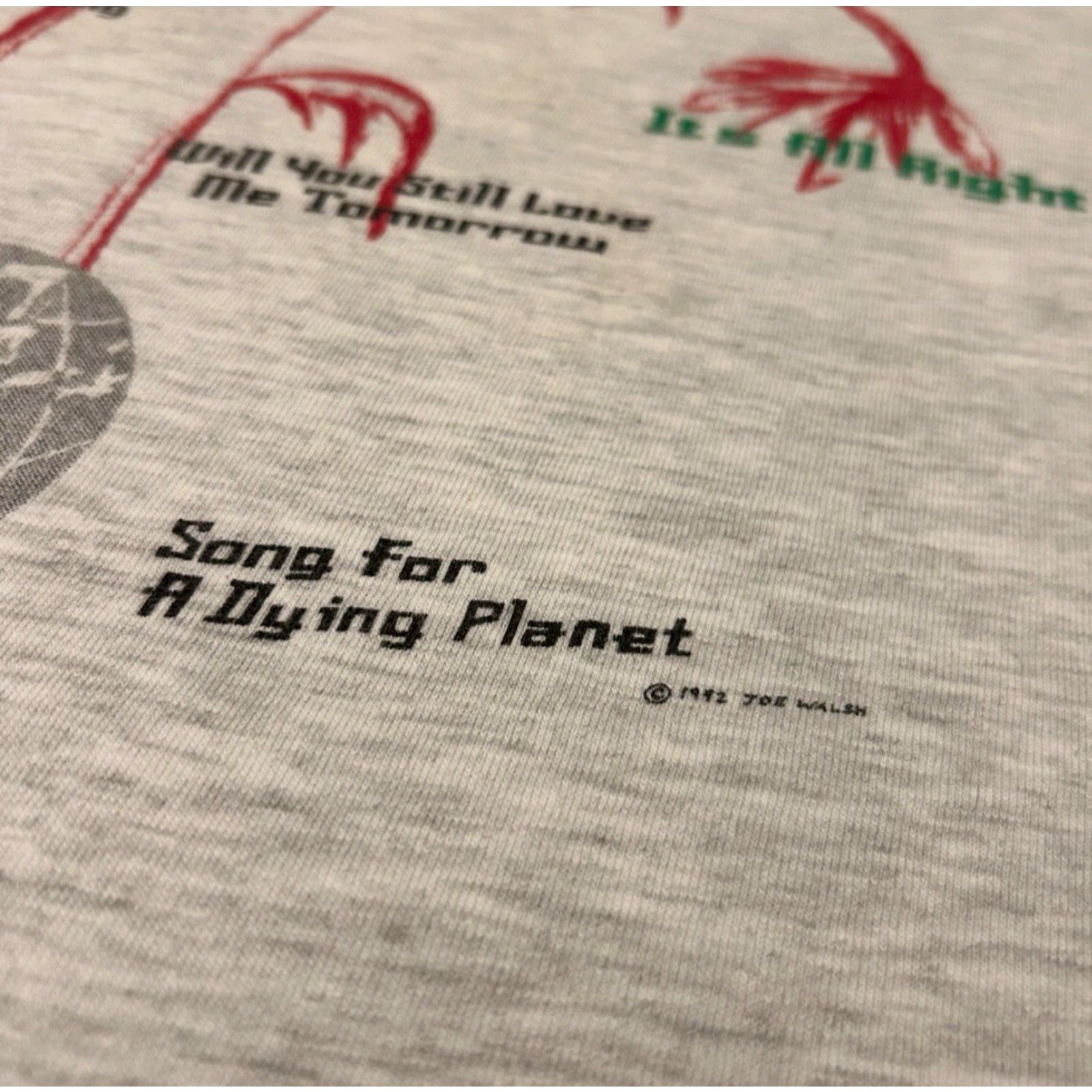 Vintage VINTAGE Joe Walsh Song For A Dying Planet Band Tee Eagles 1992 VTG Shirt Gray L Mens 90s Rock Music Size US L / EU 52-54 / 3 - 4 Thumbnail