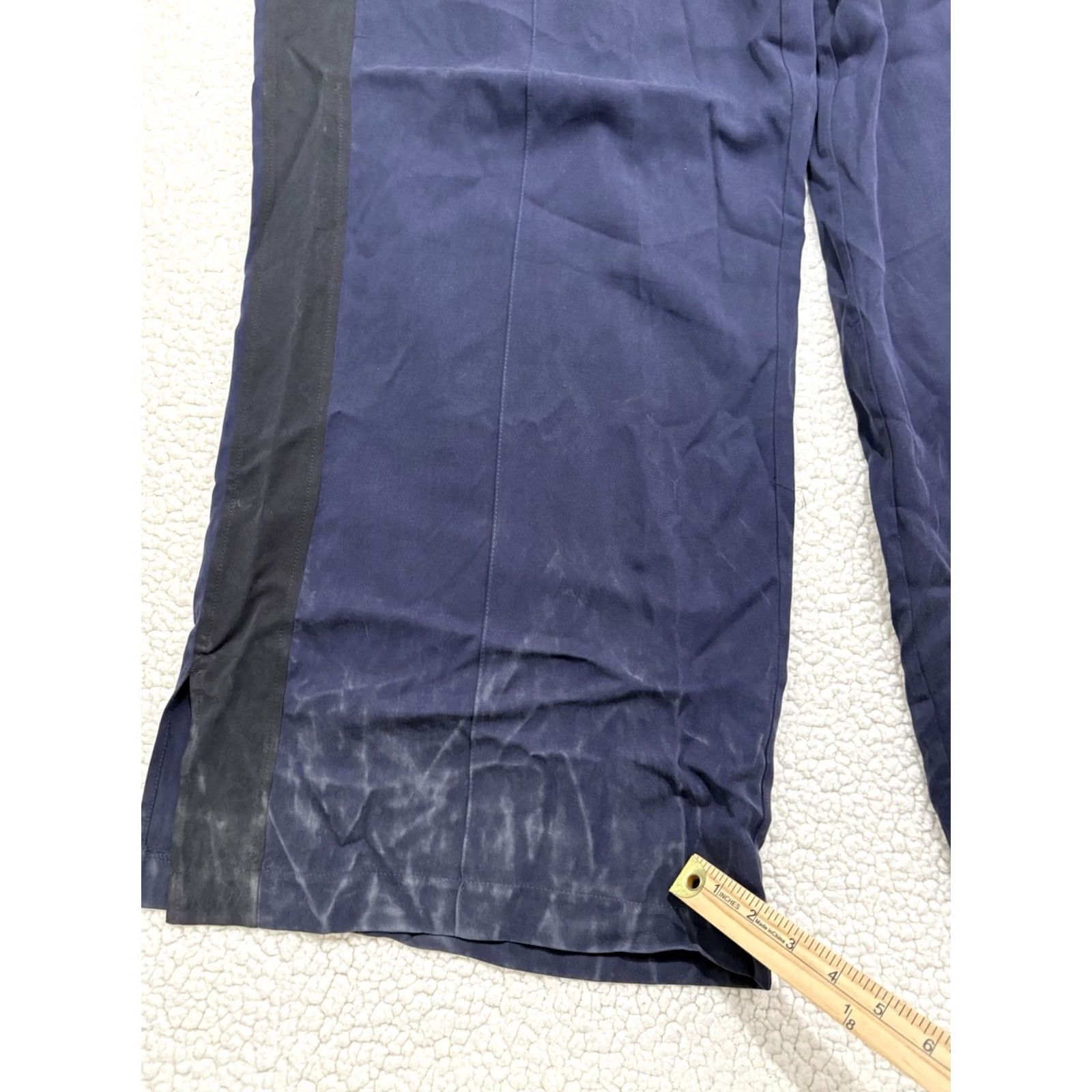 Vintage Saint + Sofia Pants Womens 16 Adaline Wide Leg Pull On Elastic Waist Navy Blue Striped Tencel 30 in Inseam Size 38" / US 16 / IT 52 - 2 Thumbnail