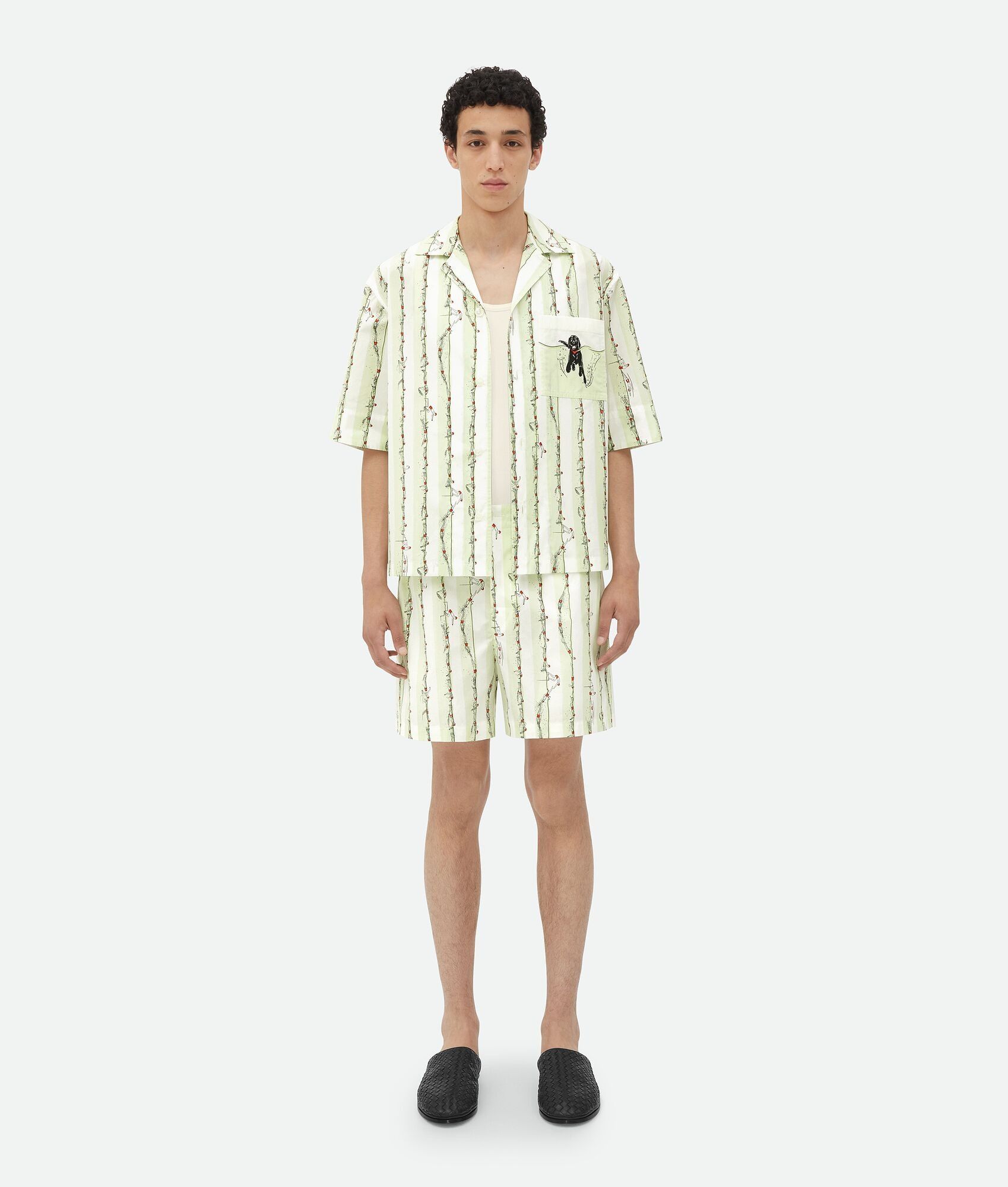 Bottega Veneta o1bcso1str0725 Printed Cotton Shorts in Light Cyan/Red Size US 36 / EU 52 - 1 Thumbnail