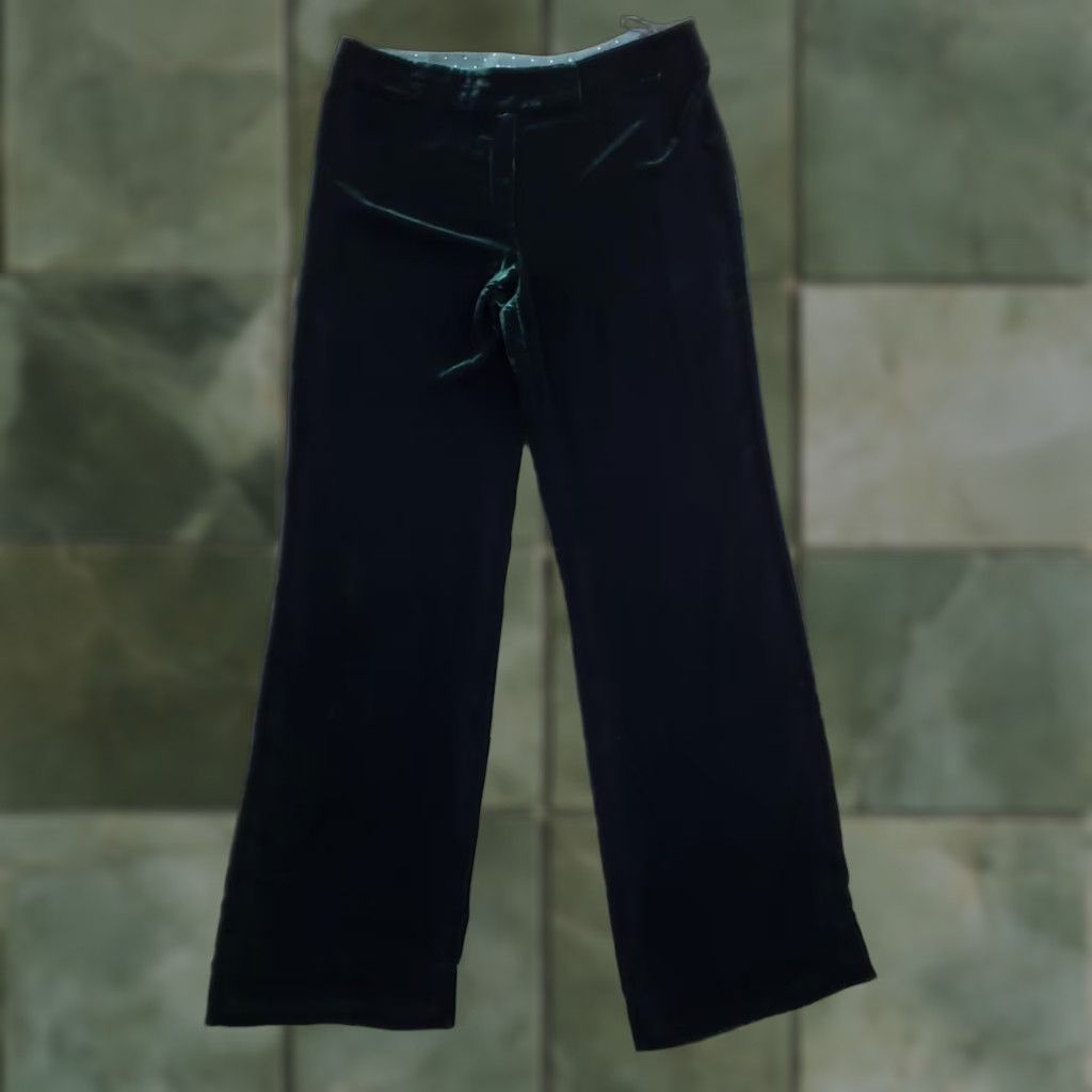 Blunauta Velvet Pants Womens 46 Green Silk Blend Straight Leg (Fits 32x30)