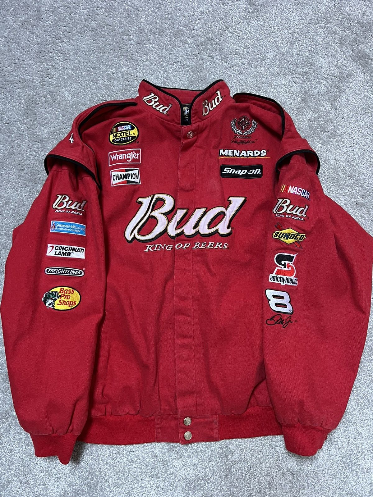 Budweiser Chase Authentics Budweiser Red Bomber Racing Jacket Size XXL Size US XXL / EU 58 / 5 - 5 Thumbnail