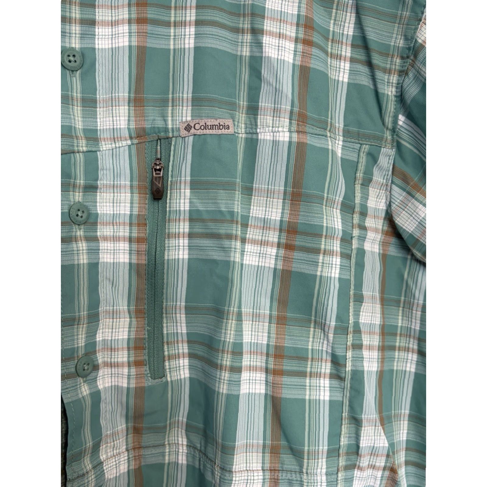 Altea Columbia Shirt Mens Vented Teal Green Plaid Short Sleeve Large Button-Front Pocket Breathable Regular Fit Casual Travel - 3D Size US L / EU 52-54 / 3 - 3 Thumbnail