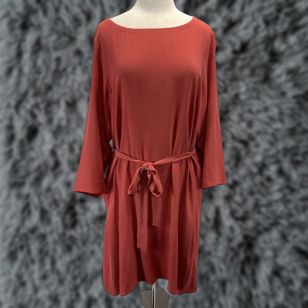 Eileen Fisher VINTAGE Eileen Fisher Dress Women’s XL Silk Coral Tie Belt Shift Minimalist Size XL / US 12-14 / IT 48-50 - 1 Thumbnail