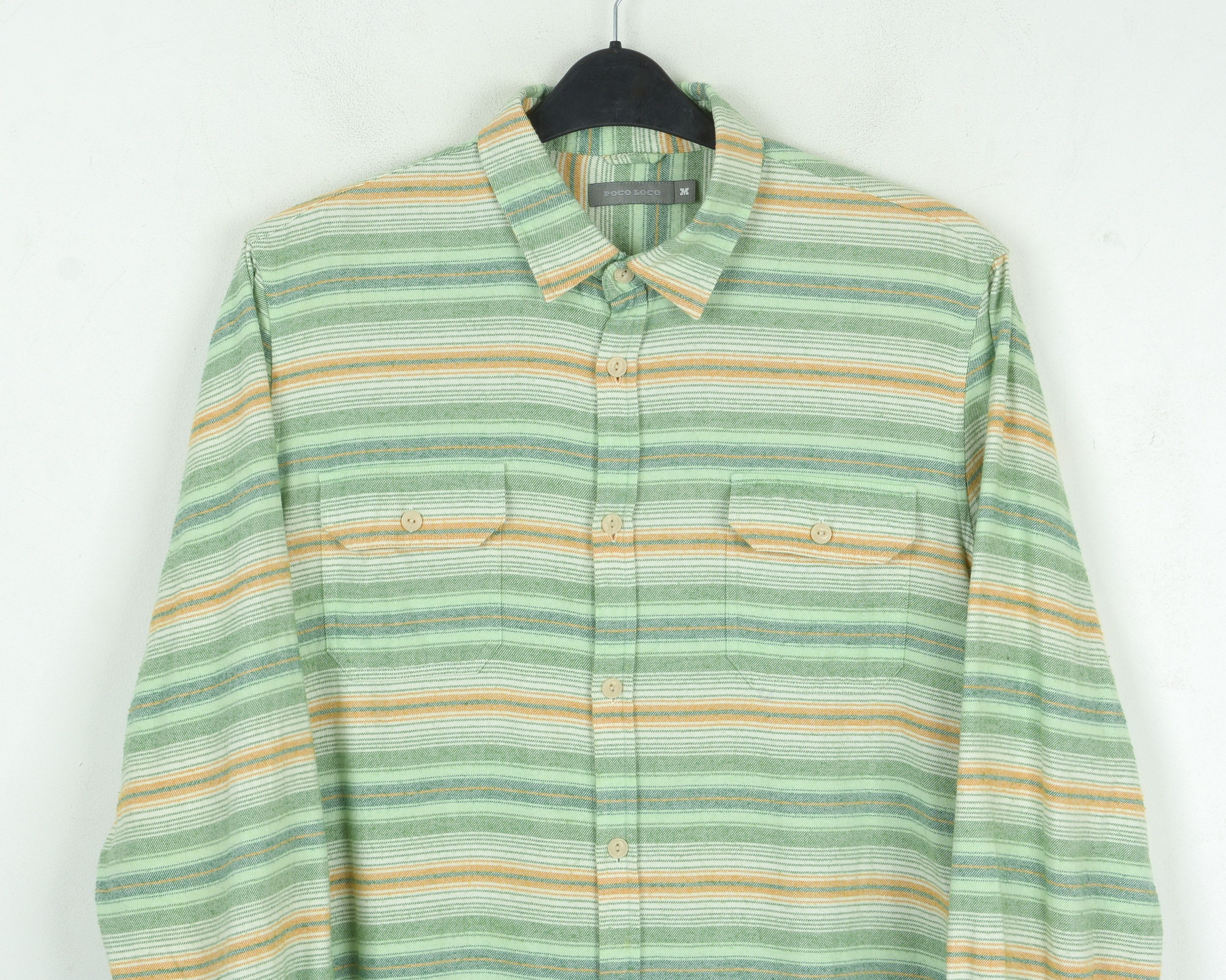 Other POCO LOCO Cotton Shirt Flannel Striped Green Button Up Size US M / EU 48-50 / 2 - 2 Thumbnail