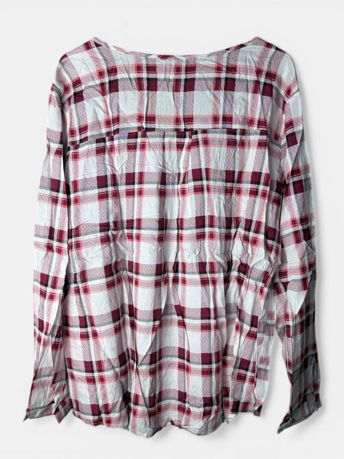 Other Suzanne Betro 3X Pink Plaid Tunic Blouse Tie Neck Size 3XL / US 20-22 - 3 Thumbnail