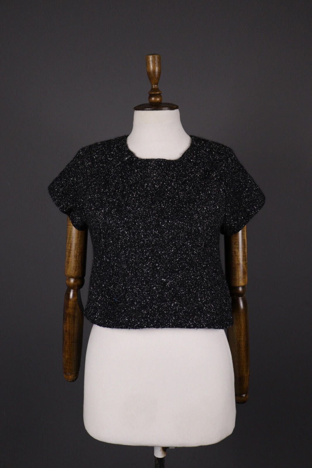 Oscar De La Renta Oska Black Wool Short Sleeve Sweater Size 1 / UK 10 / US 6-8 Size M / US 6-8 / IT 42-44 - 1 Thumbnail