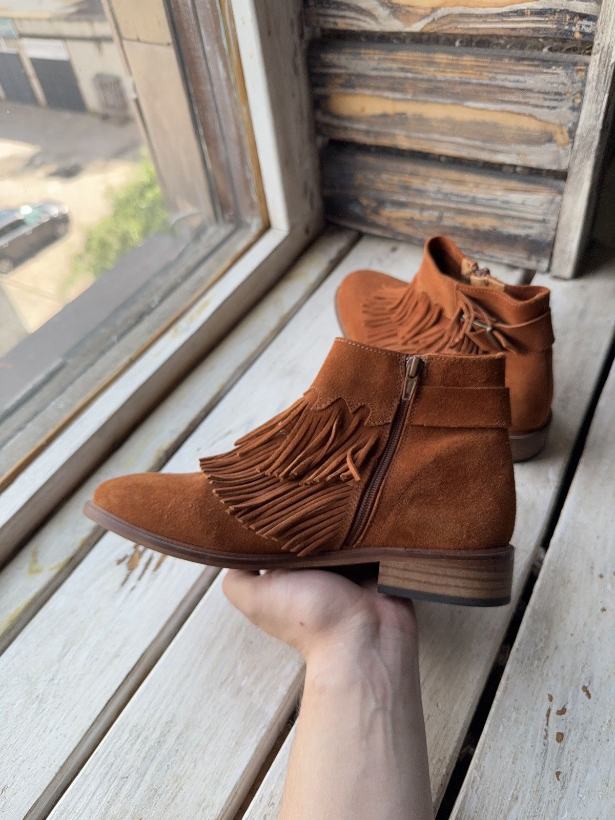 Made in Spain Suede Fringe Ankle Boots Western Cowgirl Style