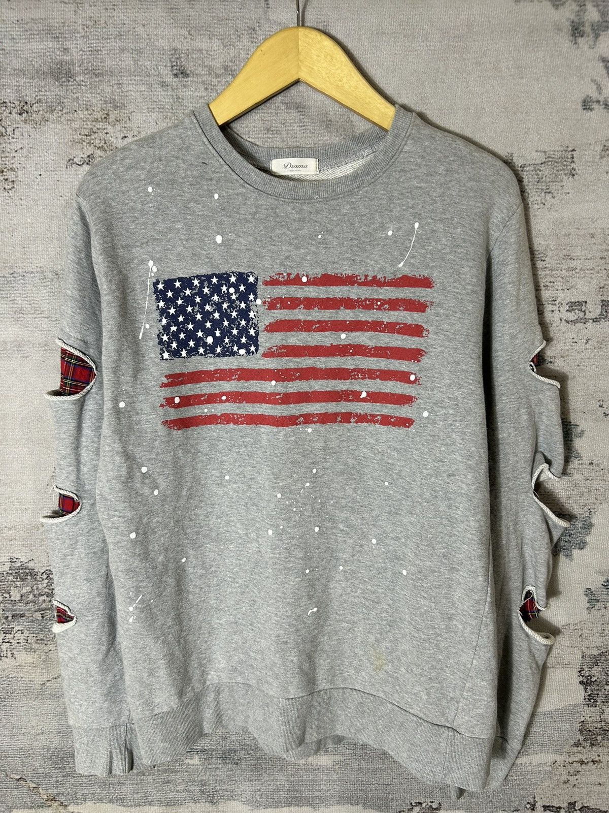20471120 Kapital Style Distressed American Flag Sweatshirt Size US L / EU 52-54 / 3 - 1 Thumbnail