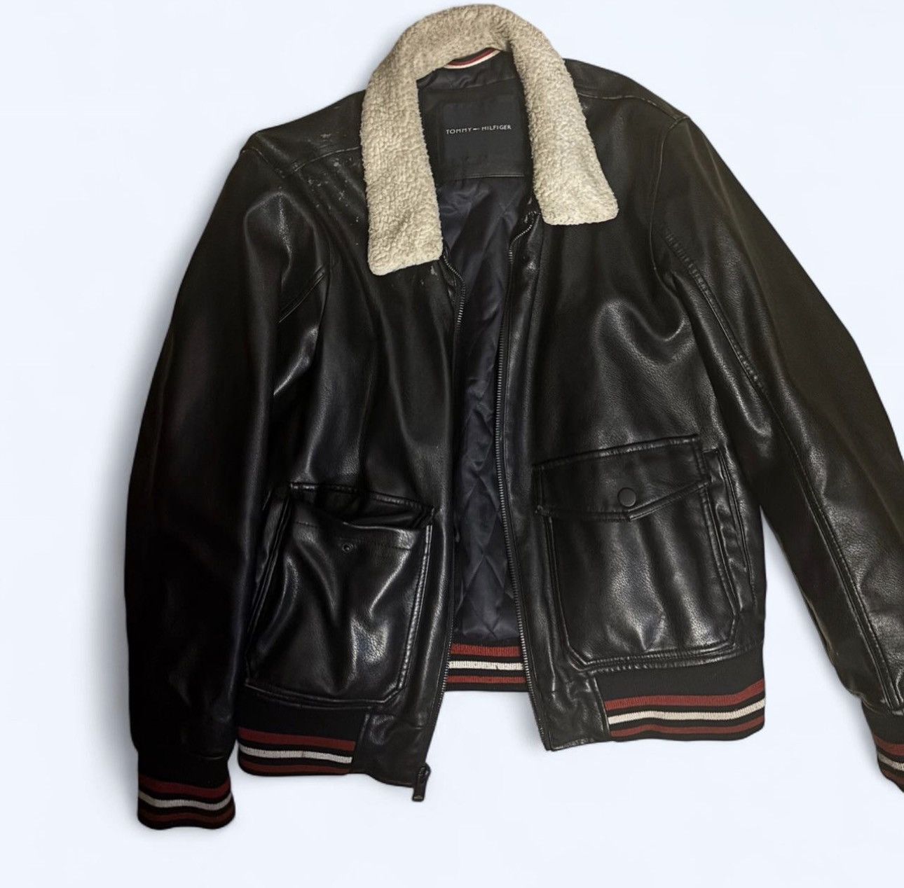 Tommy Hilfiger Tommy Hilfiger Leather Bomber Jacket Size US M / EU 48-50 / 2 - 1 Thumbnail