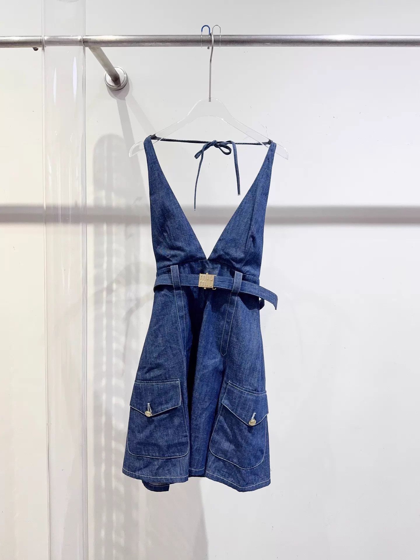 Miu Miu MIU MIU Denim Dress 38 (New With Tags) Size XS / US 0-2 / IT 36-38 - 1 Thumbnail