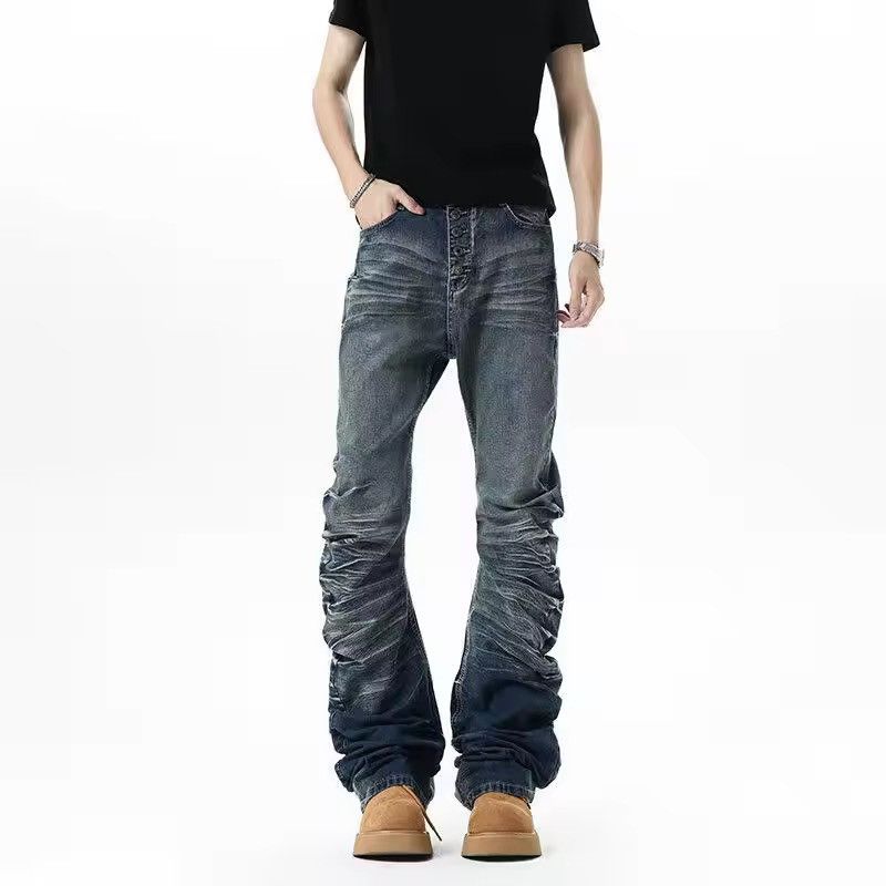 Japanese Brand Solid Color Button Design Pleated Jean Size US 29 - 4 Thumbnail