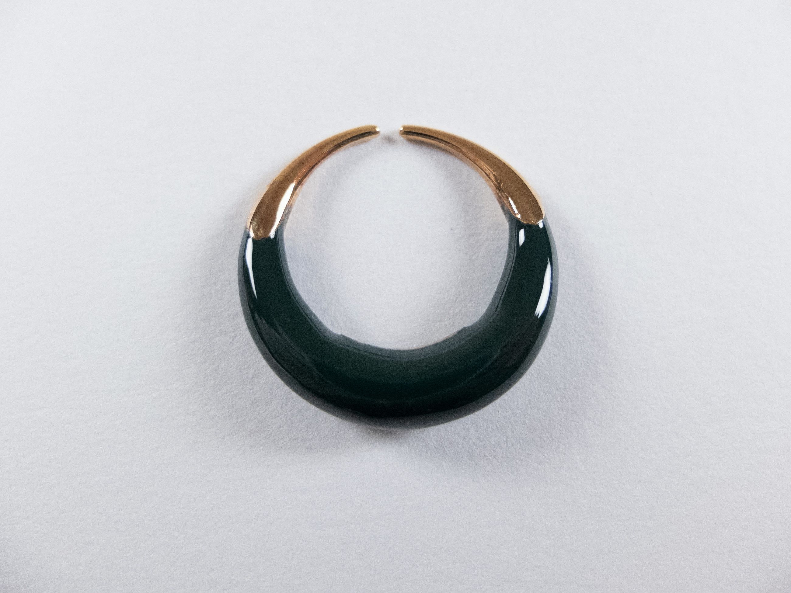 Bottega Veneta BOTTEGA VENETA Spine dark green sculptural silver ring 9 19 Size ONE SIZE - 6 Thumbnail