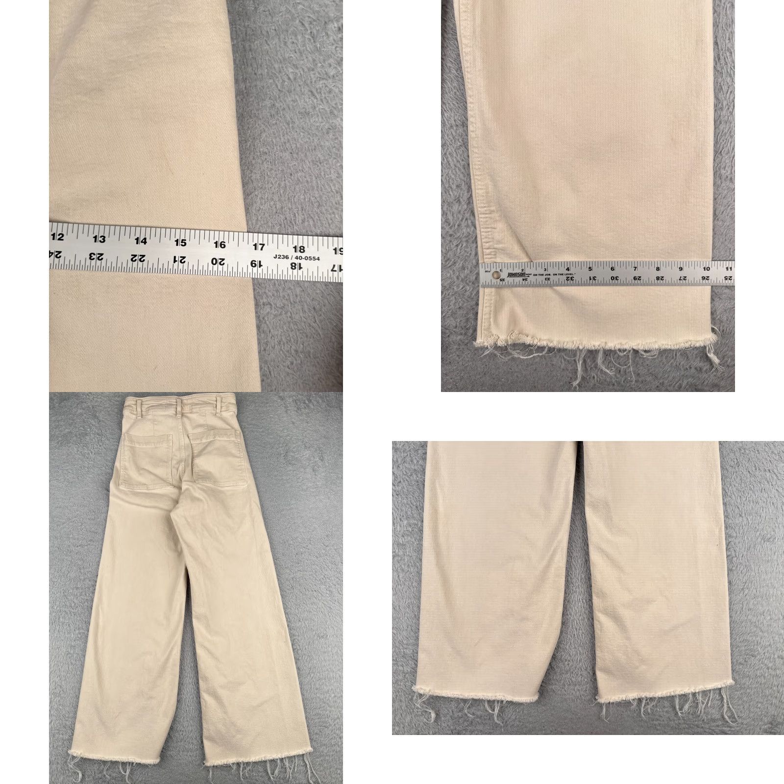 Zara Zara Jeans Women 4 Beige Denim Wide Leg High Rise Zip Fly Cotton Blend 24x27 Jeans 90s Womens Size 27" / US 4 / IT 40 - 9 Thumbnail