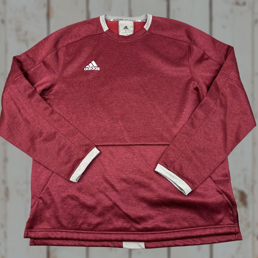 Adidas Adidas Baseball Sweatshirt Mens L Maroon Gray Crewneck Pullover Performance Size US L / EU 52-54 / 3 - 1 Thumbnail