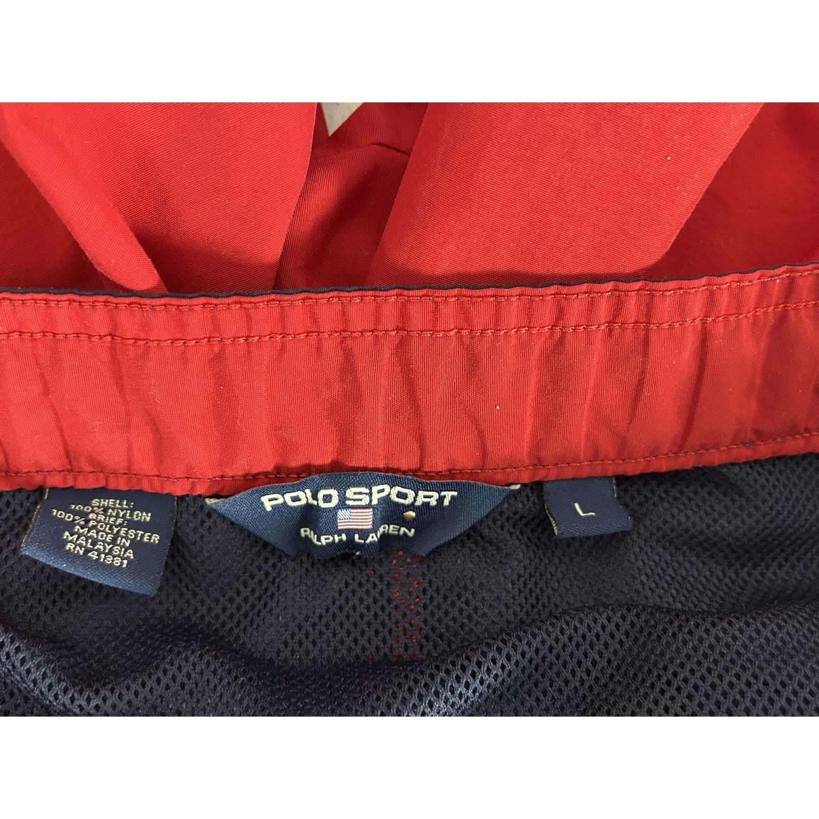 Polo Ralph Lauren VTG Polo Sport Red Striped Swim Trunks Size US 34 / EU 50 - 4 Thumbnail