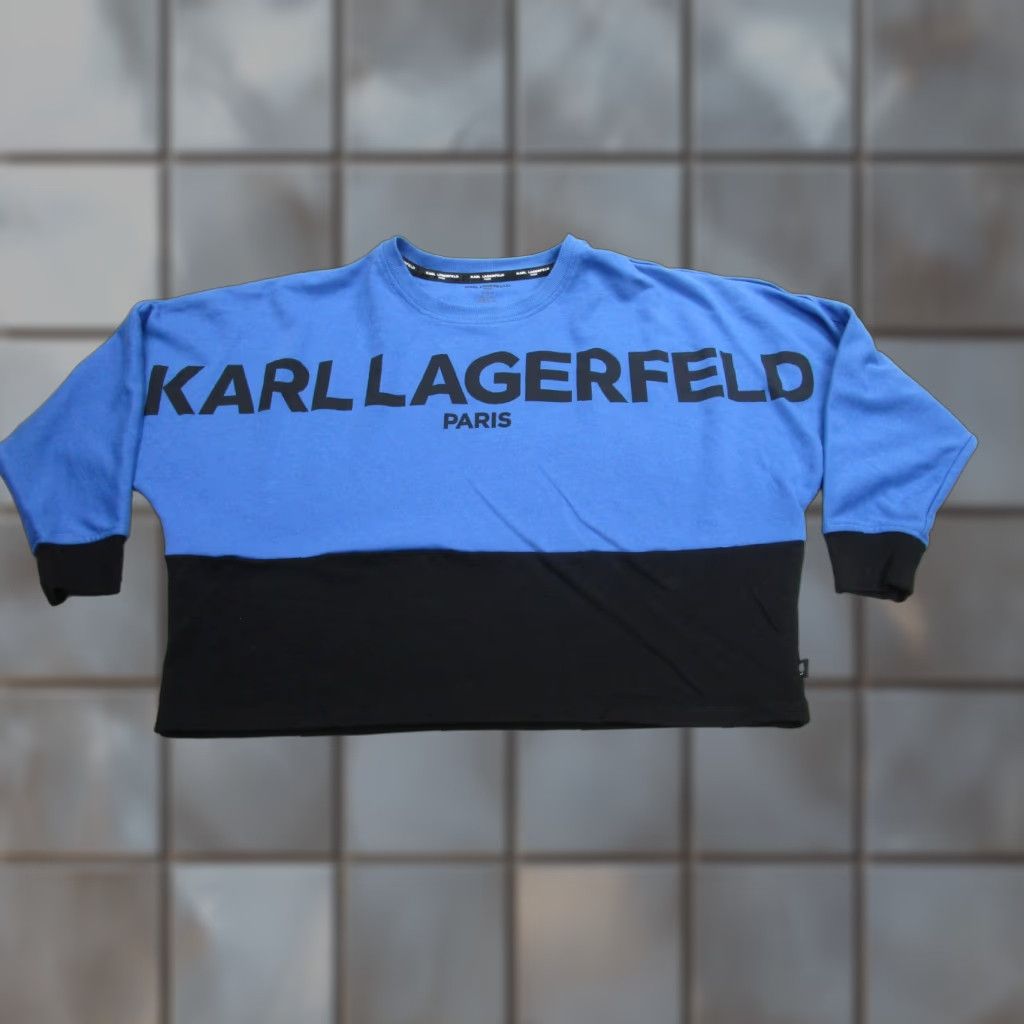 Karl Lagerfeld Karl Lagerfeld Paris Sweatshirt Womens Medium Blue Black Bold Logo Pullover Size M / US 6-8 / IT 42-44 - 1 Thumbnail