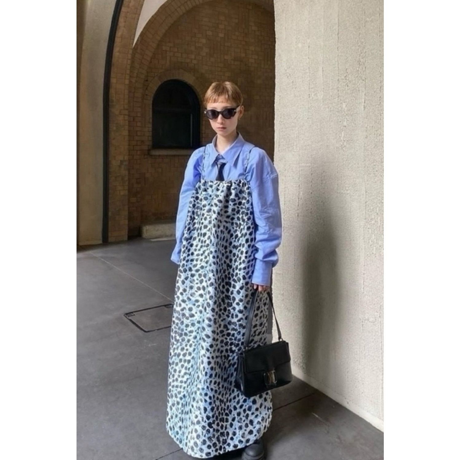 Ganni GANNI Jacquard Midi Dress Egret blue size 38 / M / US 6 NWT Size M / US 6-8 / IT 42-44 - 2 Thumbnail