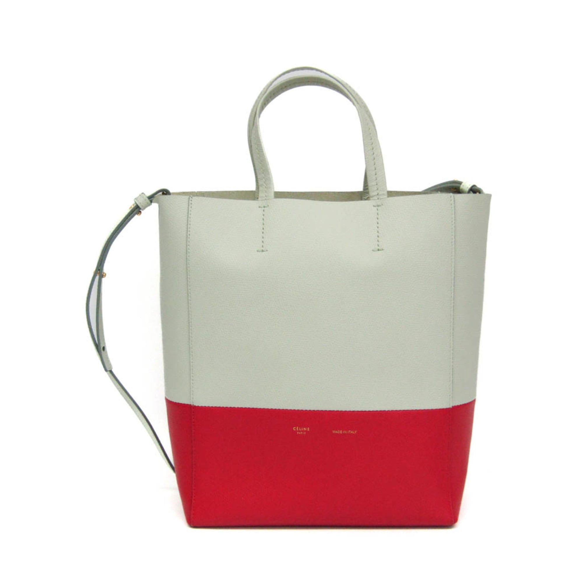Celine Celine Cabas SMALL VERTICAL 176163 Women's Leather Shoulder Bag,Tote Bag Light Green,Red Color Size ONE SIZE - 1 Thumbnail