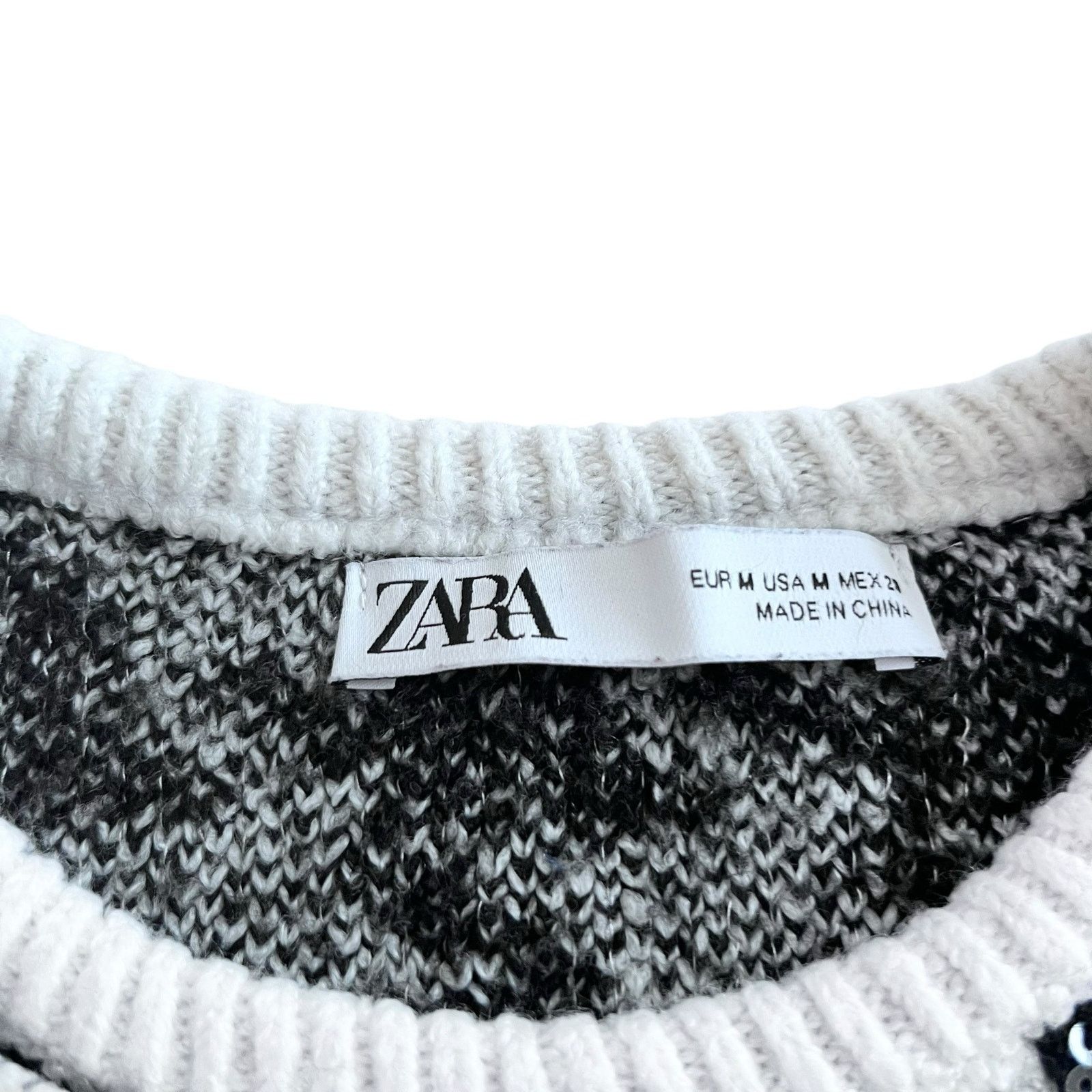 Zara Zara white black sequence bow knit sweater size M Size M / US 6-8 / IT 42-44 - 5 Thumbnail