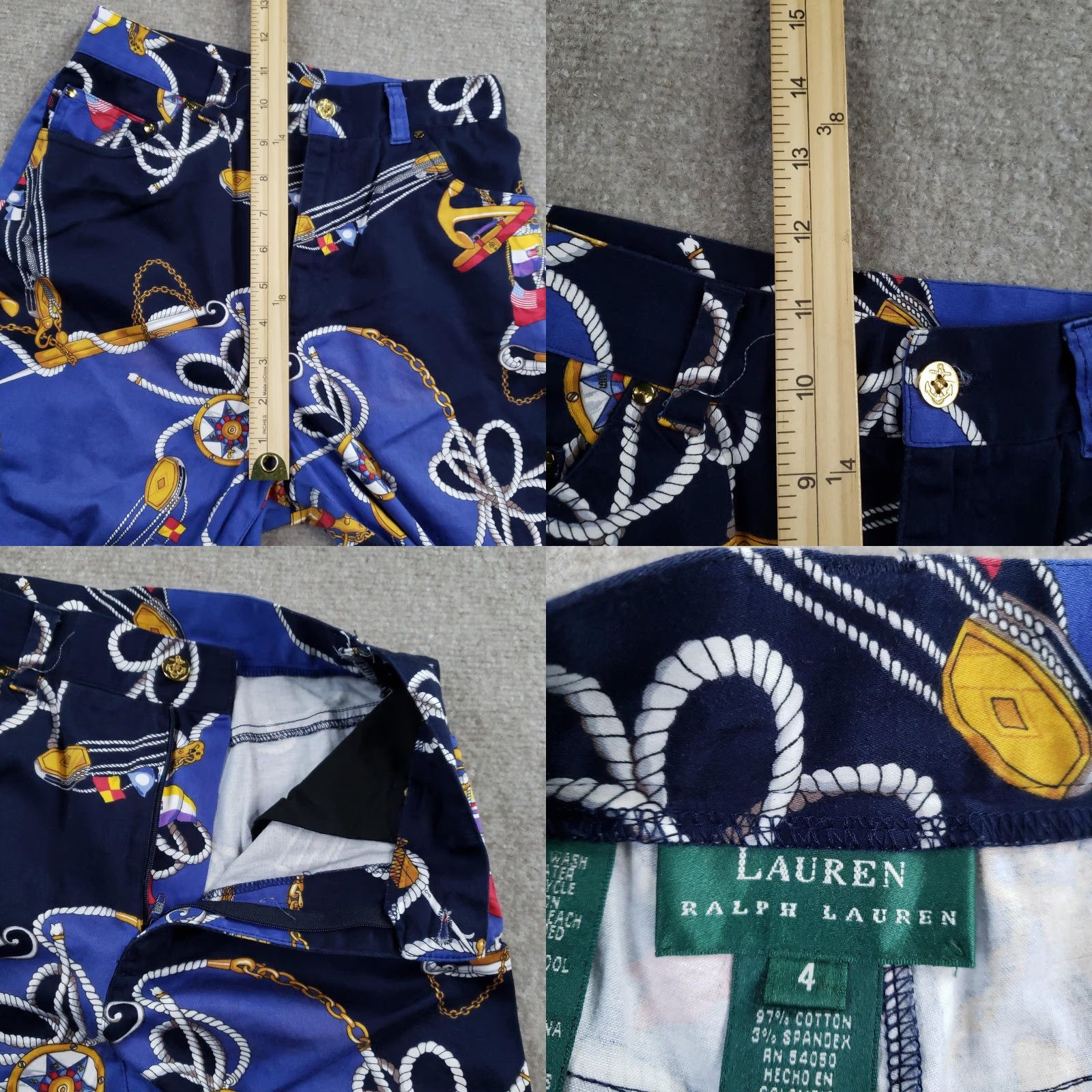 Ralph Lauren Lauren Ralph Lauren Pants Womens Size 4 Blue Nautical Rope Anchor Print Stretch Lights Size 27" / US 4 / IT 40 - 8 Thumbnail