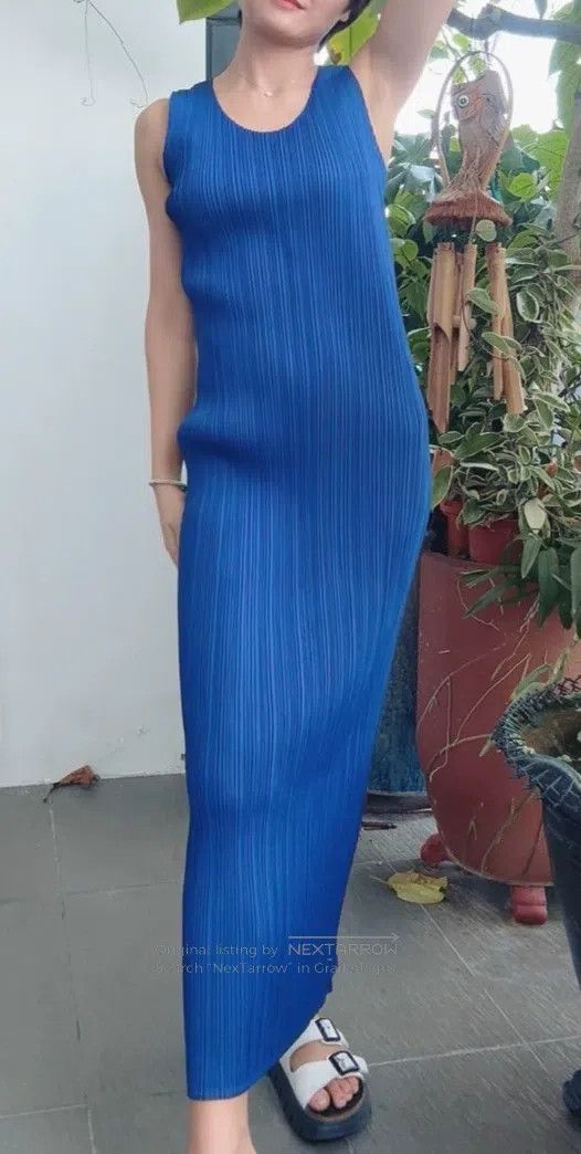 Issey Miyake Issey Miyake Blue Dress Size L / US 10 / IT 46 - 3 Thumbnail