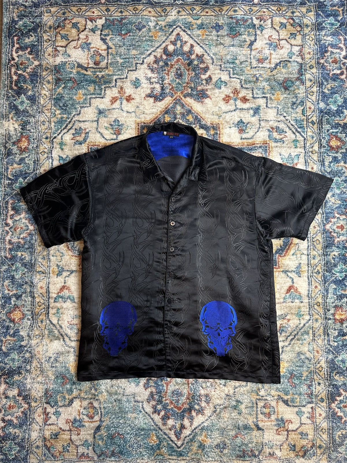 Vintage Vintage Y2K Snake Eyes Skull All Over Print Button-up Shirt Size US XL / EU 56 / 4 - 1 Thumbnail