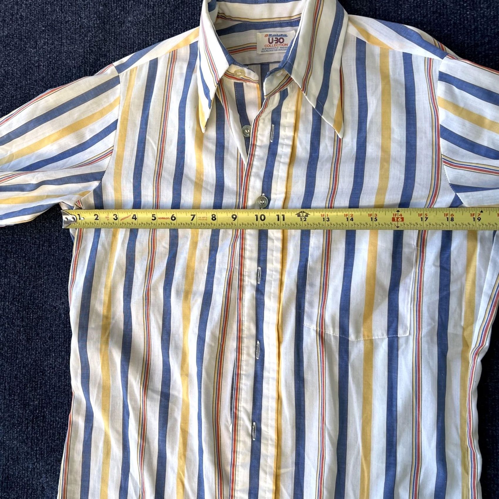 Vintage VINTAGE Manhattan Shirt Mens Medium Striped Button Down U-30 Collection 70s Size US M / EU 48-50 / 2 - 3 Thumbnail