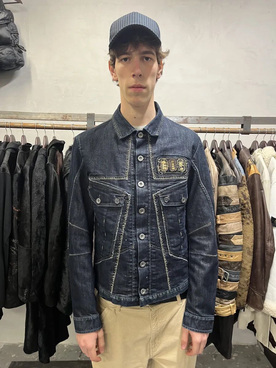 Marithe + Francois Girbaud AW2007 Marithé + François Girbaud Patch Brut Denim Jacket Size US M / EU 48-50 / 2 - 3 Thumbnail
