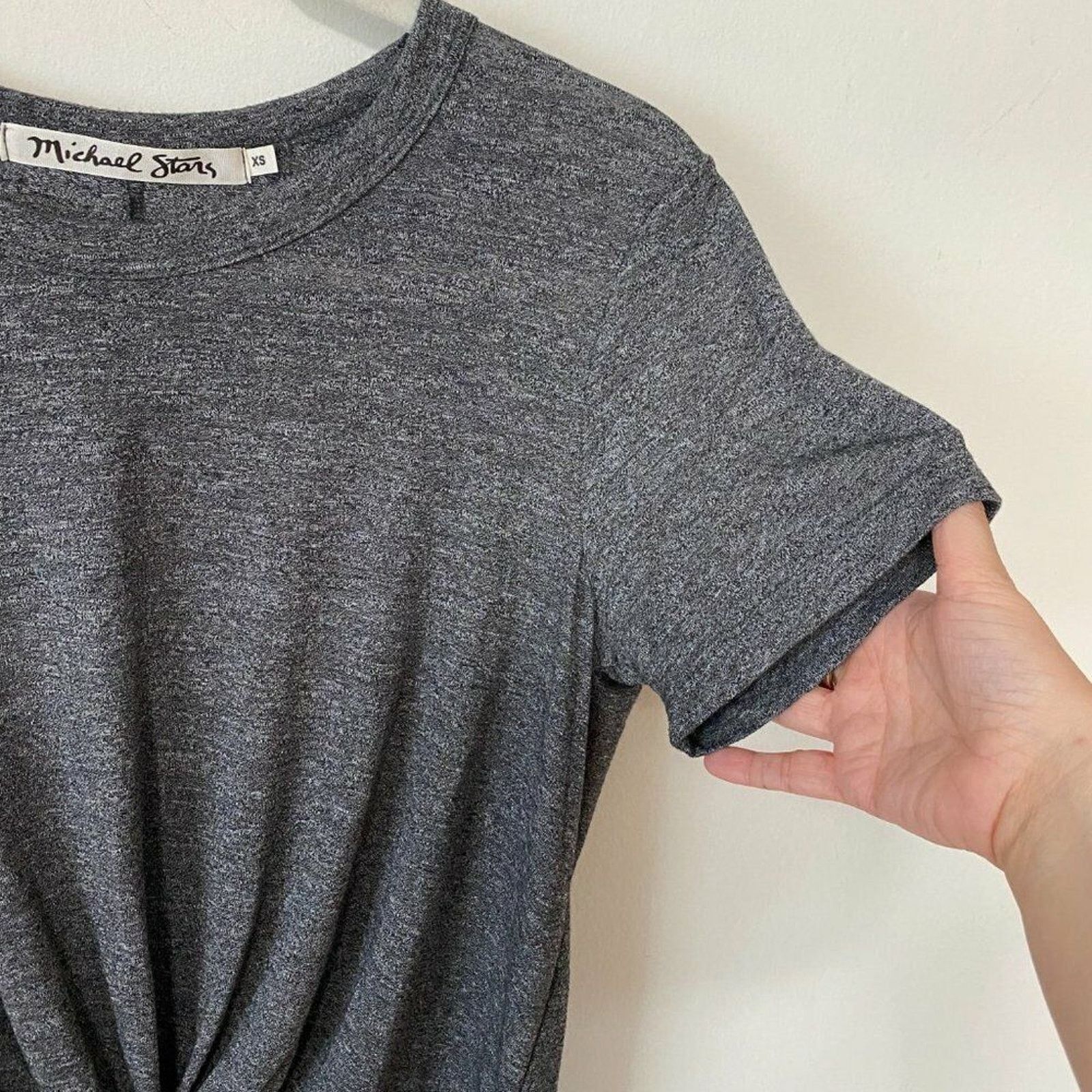 Michael Stars Michael Stars Short Sleeve Gray Knotted Front T-shirt XS Size XS / US 0-2 / IT 36-38 - 4 Thumbnail