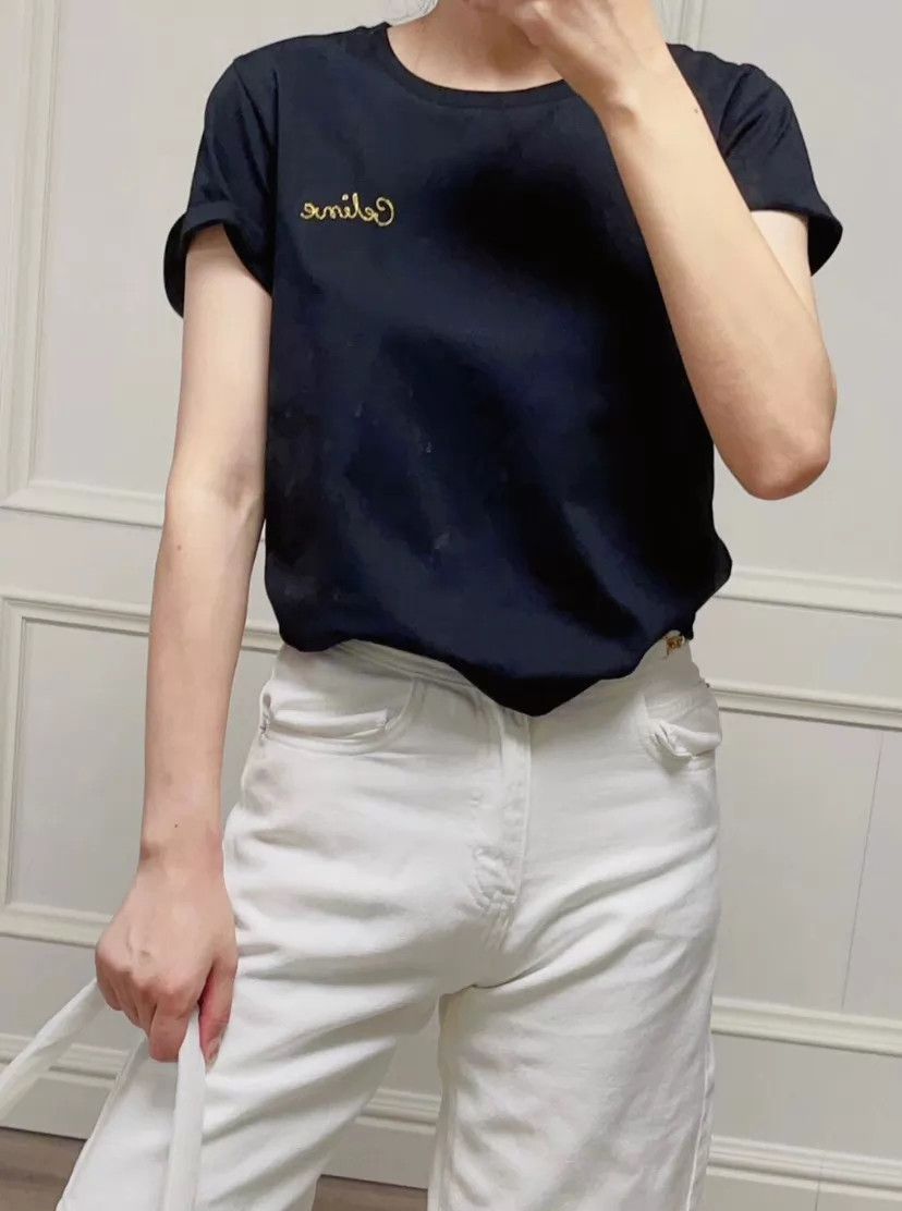 Celine Celine Black Gold Logo Short Sleeve Tee S 95 New Size S / US 4 / IT 40 - 9 Thumbnail