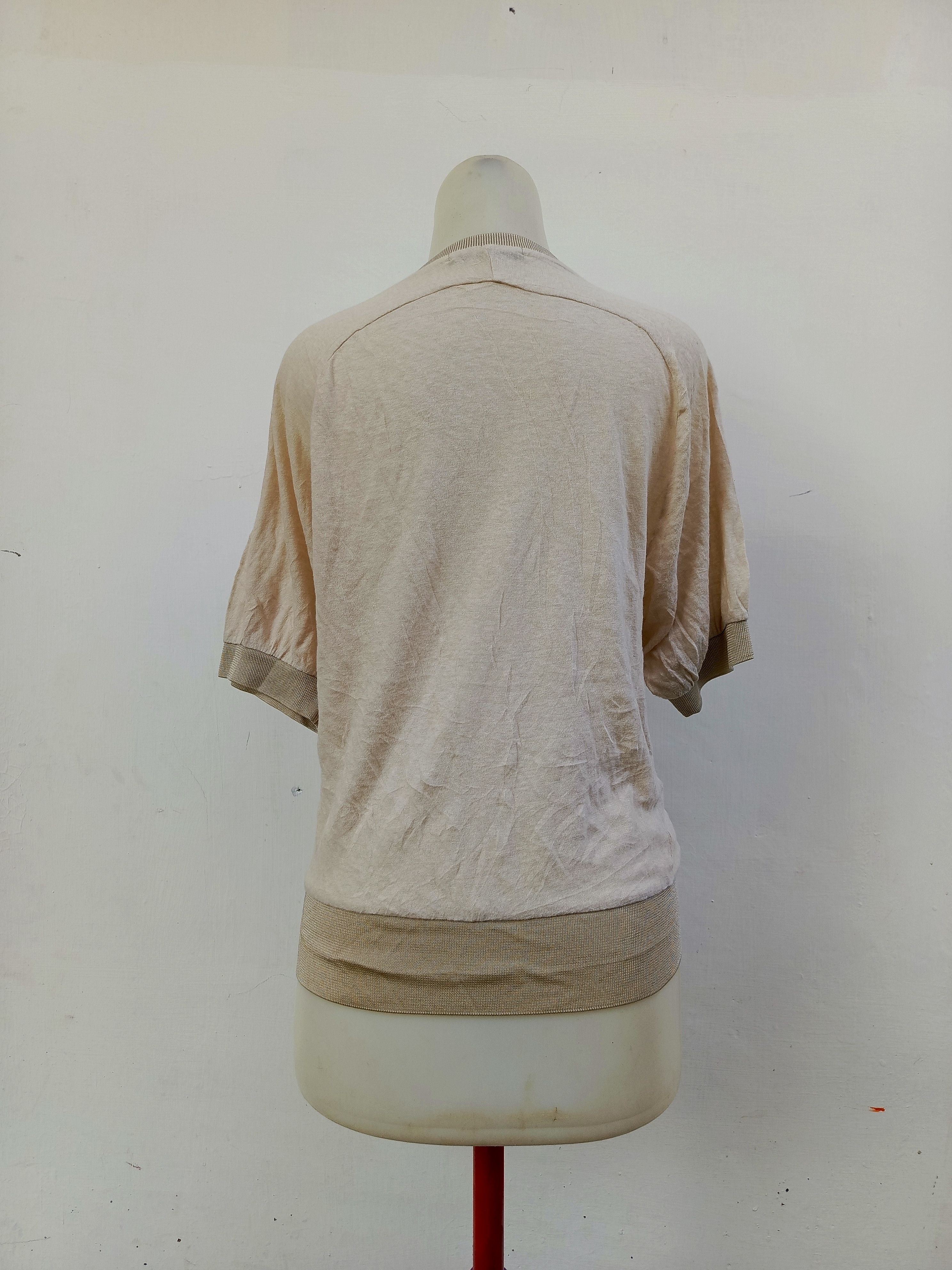 Pas de Calais Pas de Calais Beige Short Sleeve Cardigan Ruffle Detail Size M / US 6-8 / IT 42-44 - 4 Thumbnail