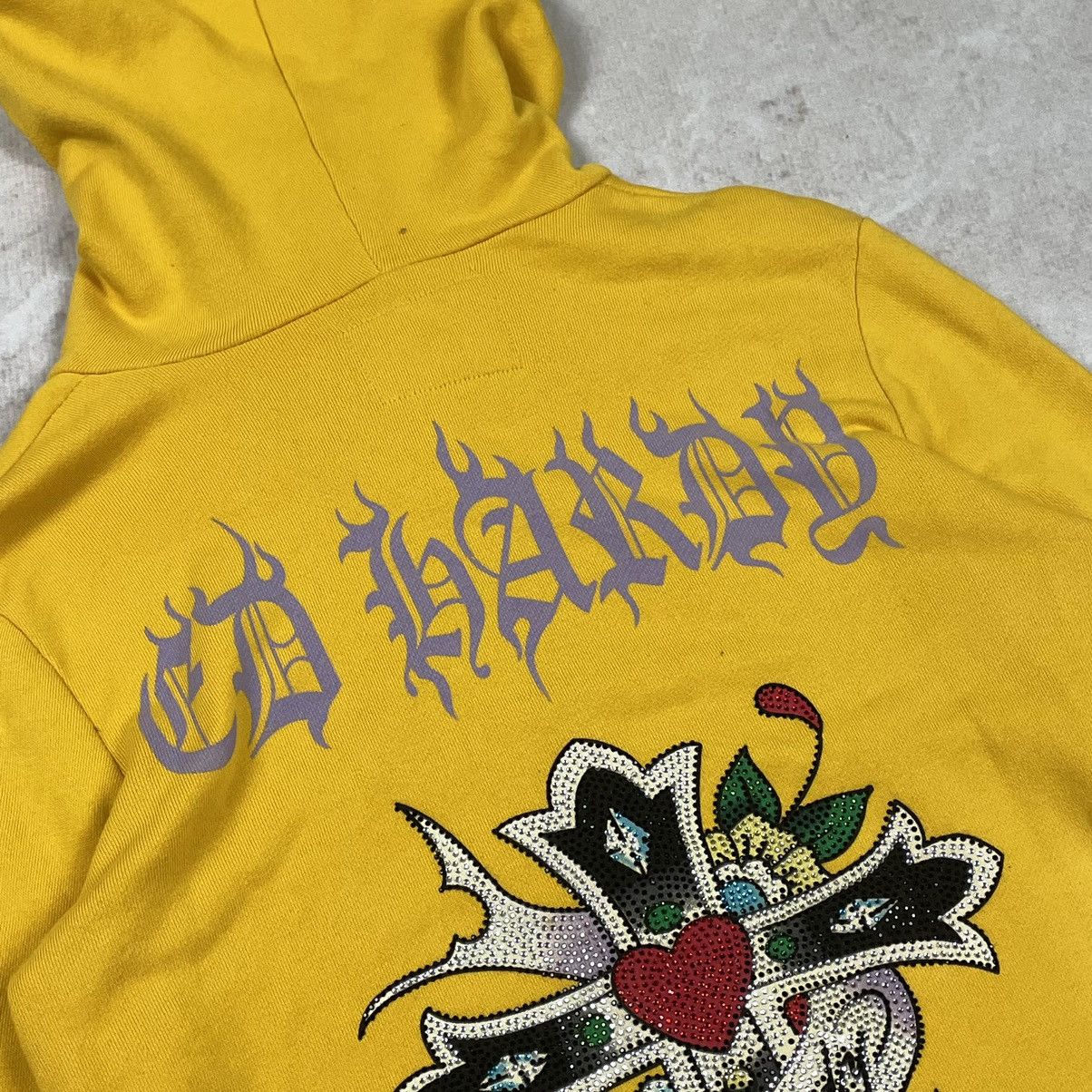 Ed Hardy × Vintage Vintage Ed Hardy Cross Rhinestones Y2K Zip Hoodie Size S / US 4 / IT 40 - 8 Thumbnail