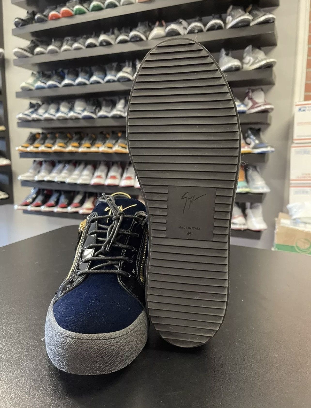 Giuseppe Zanotti Size 12 - Giuseppe Zanotti Men’s Frankie" Blue Velvet Black Size US 12 / EU 45 - 13 Thumbnail
