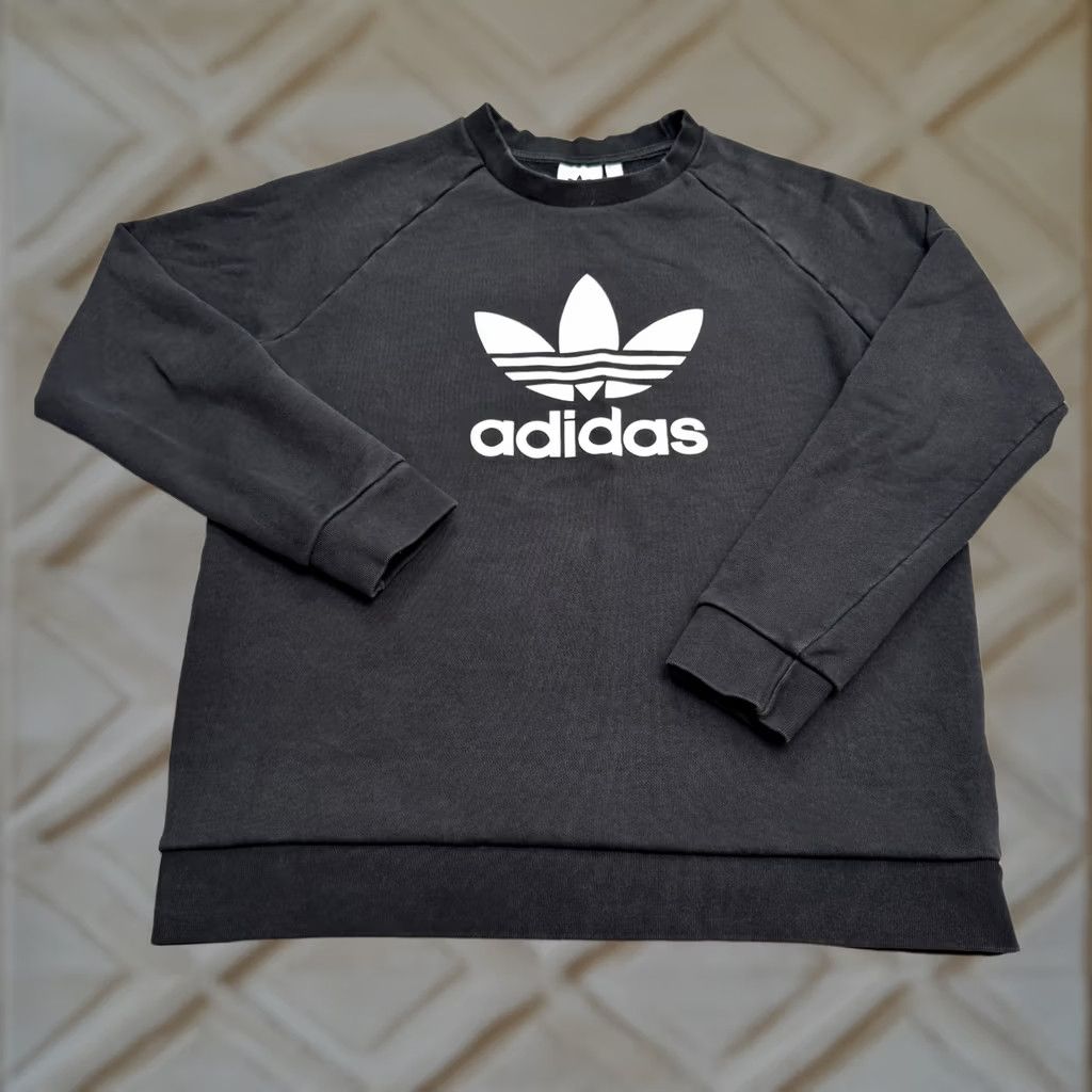 Adidas Adidas Originals Trefoil Logo Graphic Pullover Sweatshirt Men Large Black Raglan Size US L / EU 52-54 / 3 - 1 Thumbnail