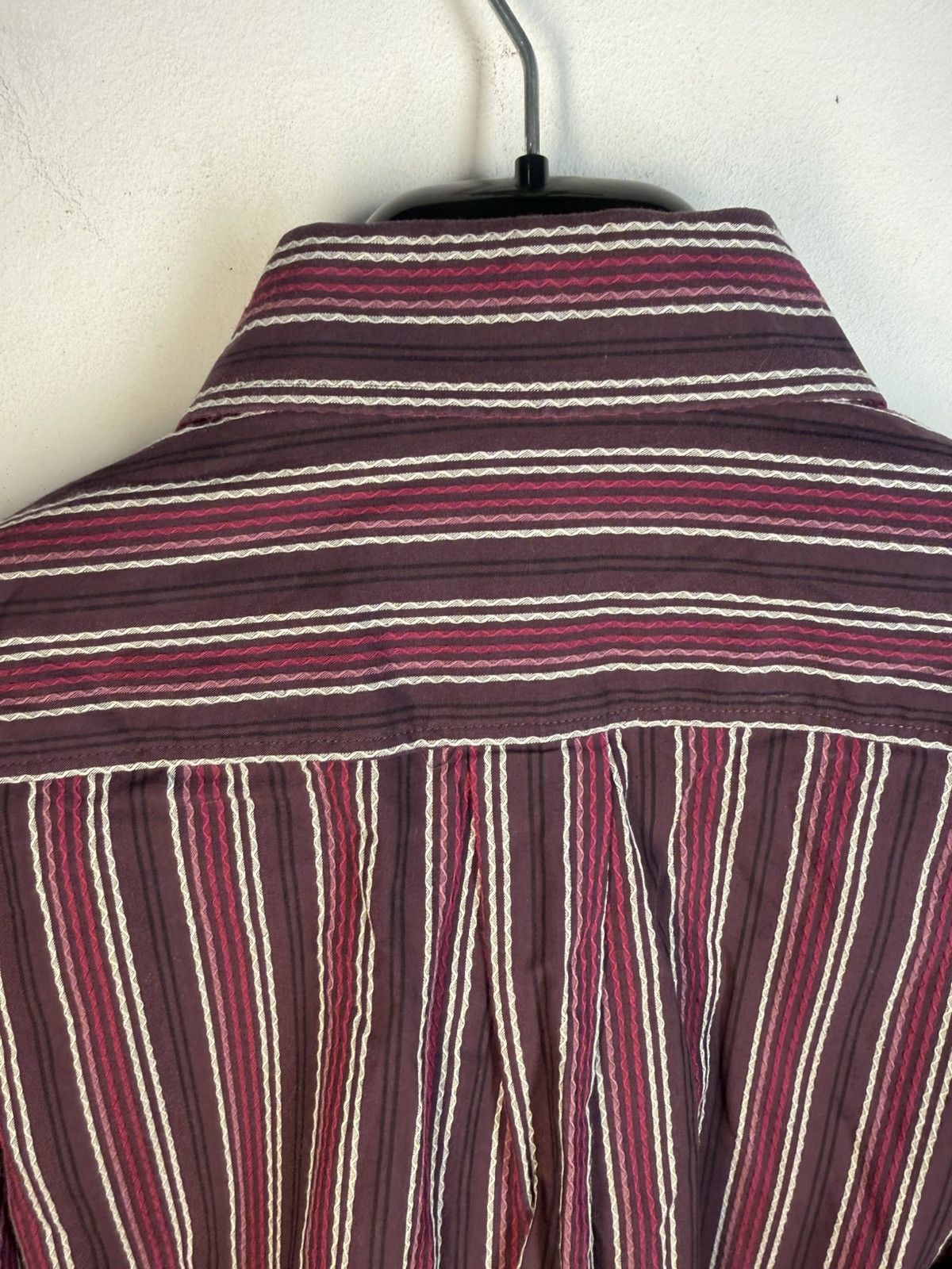 Yves Saint Laurent Burgundy YSL Shirt Cotton Striped Yves Saint Laurent Shirt Size US M / EU 48-50 / 2 - 8 Thumbnail