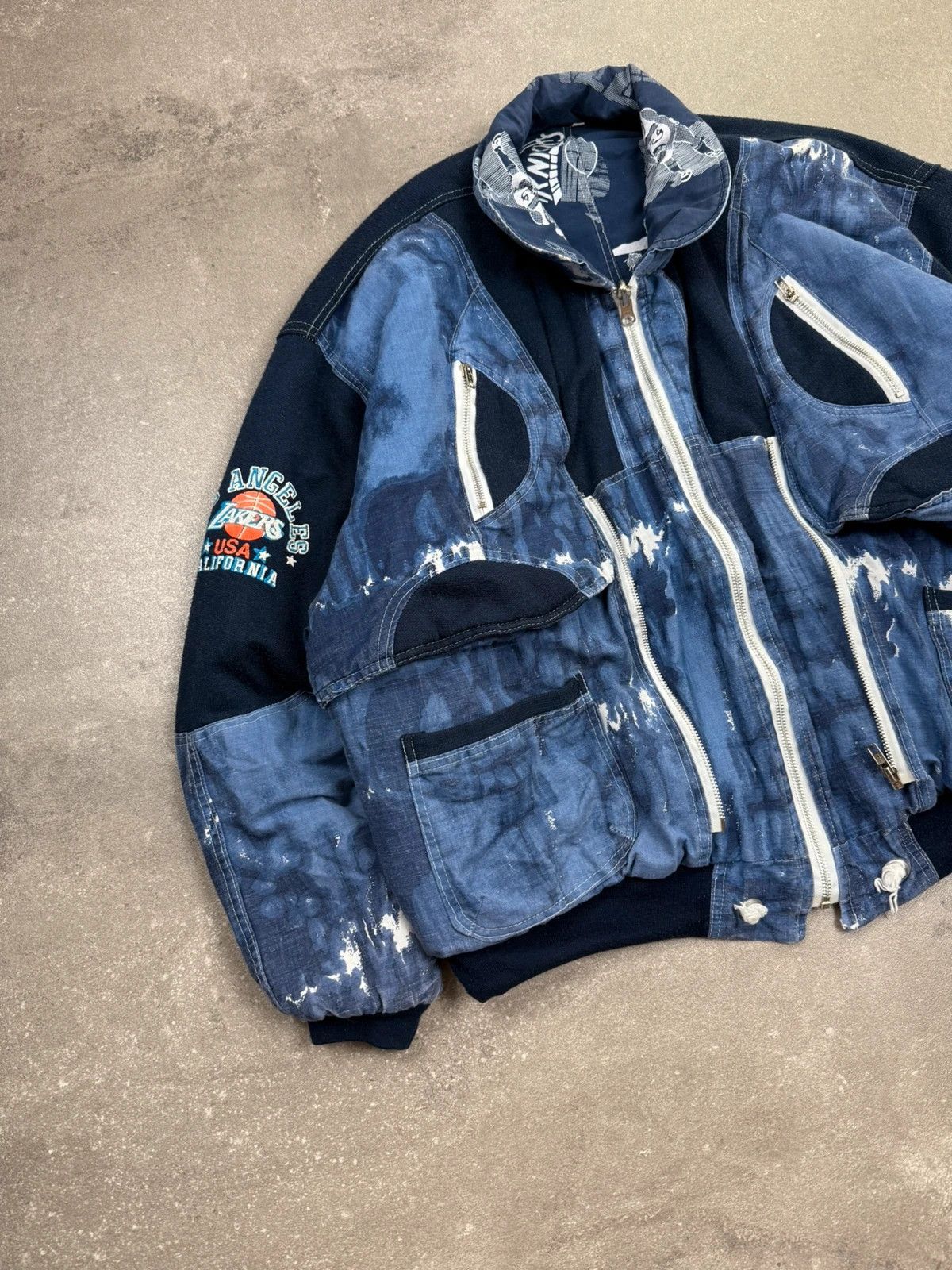 Los Angeles Apparel × Vintage Lakers Los Angeles bomber vintage double jacket 90s 1990s basketball street wear y2k rap hip hop Size US XL / EU 56 / 4 - 4 Thumbnail