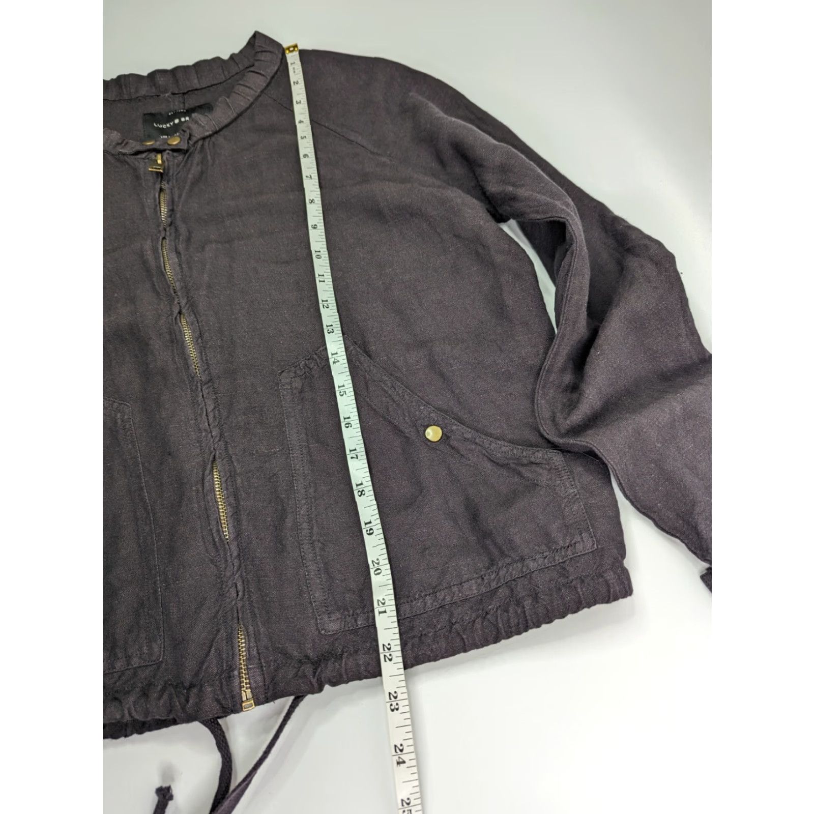 Lucky Brand Lucky Brand Women's Small Brown Full Zip Jacket Linen Blend Bomber Jacket Pockets Zipper Size S / US 4 / IT 40 - 4 Thumbnail