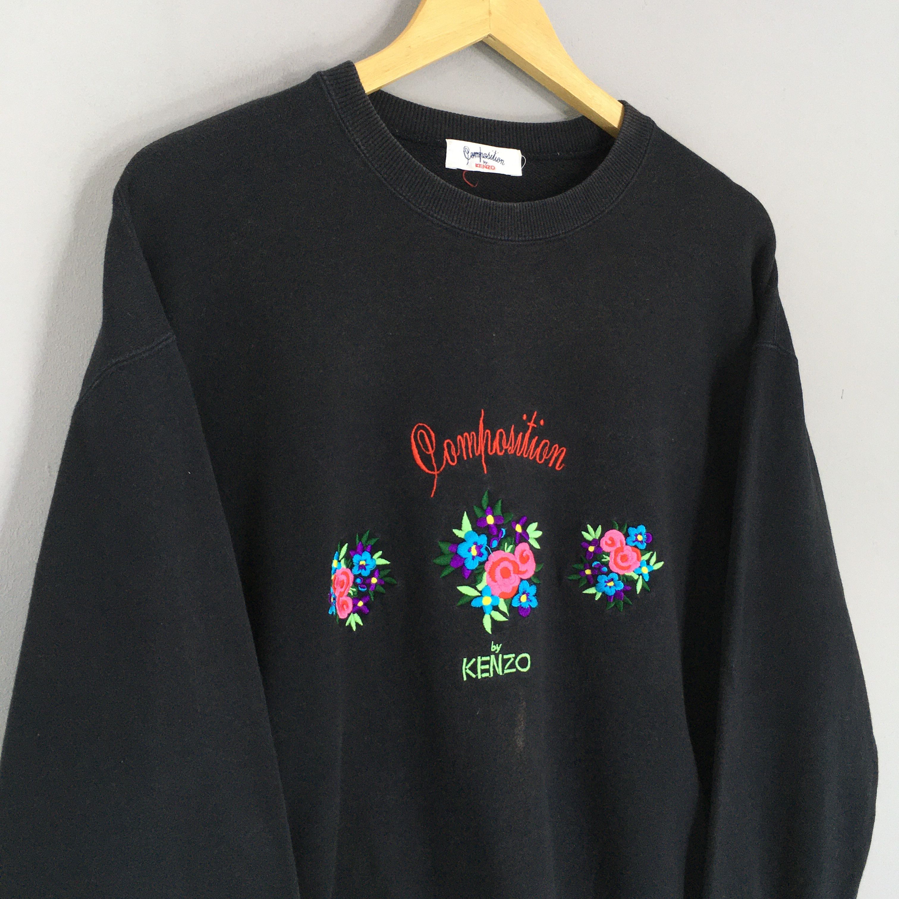 Kenzo Vintage Composition by Kenzo Black Sweatshirt Large Size US L / EU 52-54 / 3 - 3 Thumbnail