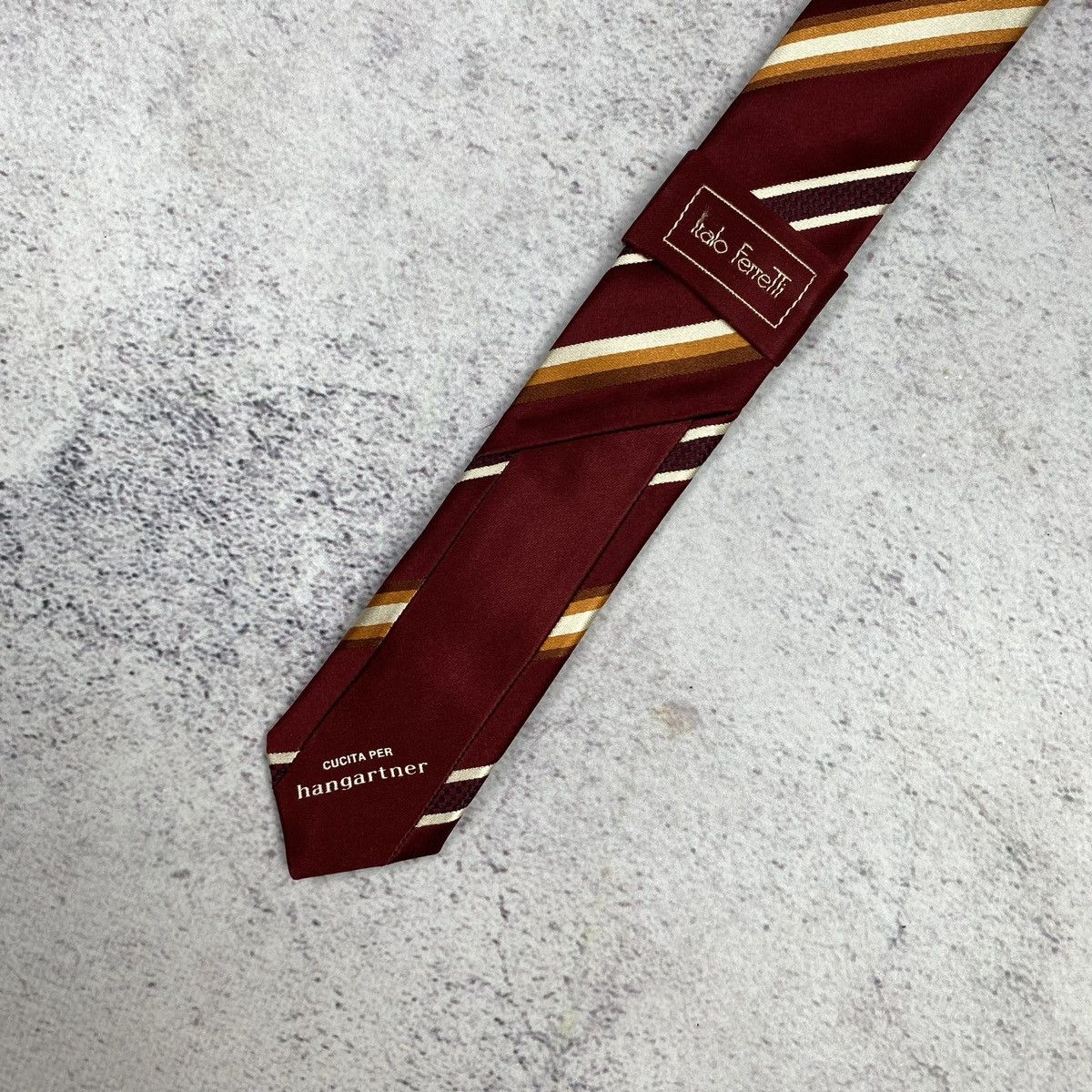 ITALO FERRETTI Men’s Tie Pure Silk Red Striped