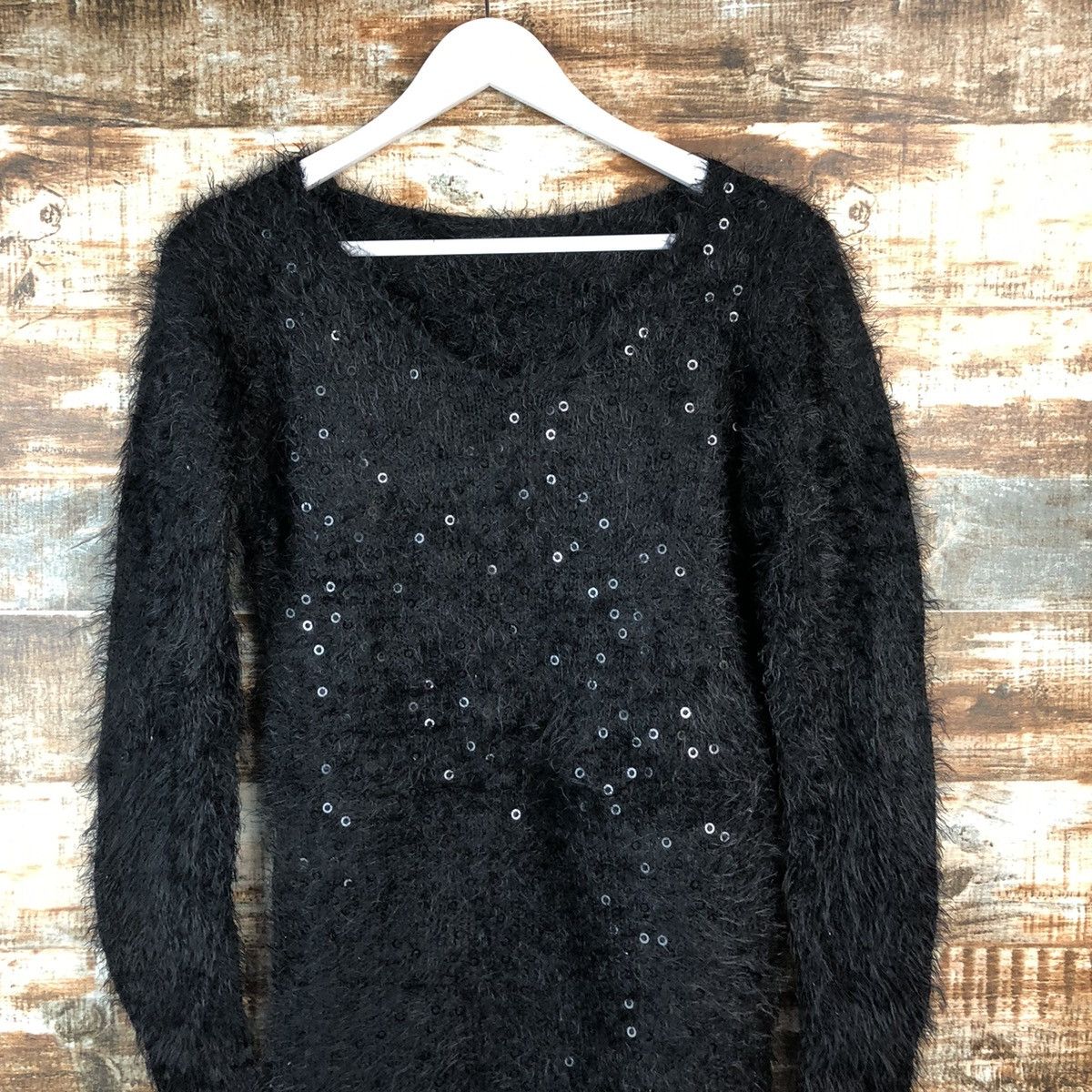 Homespun Knitwear × Japanese Brand DL Chuxxx Black mohair shaggy fur Knitwear #C050 Size S / US 4 / IT 40 - 2 Thumbnail