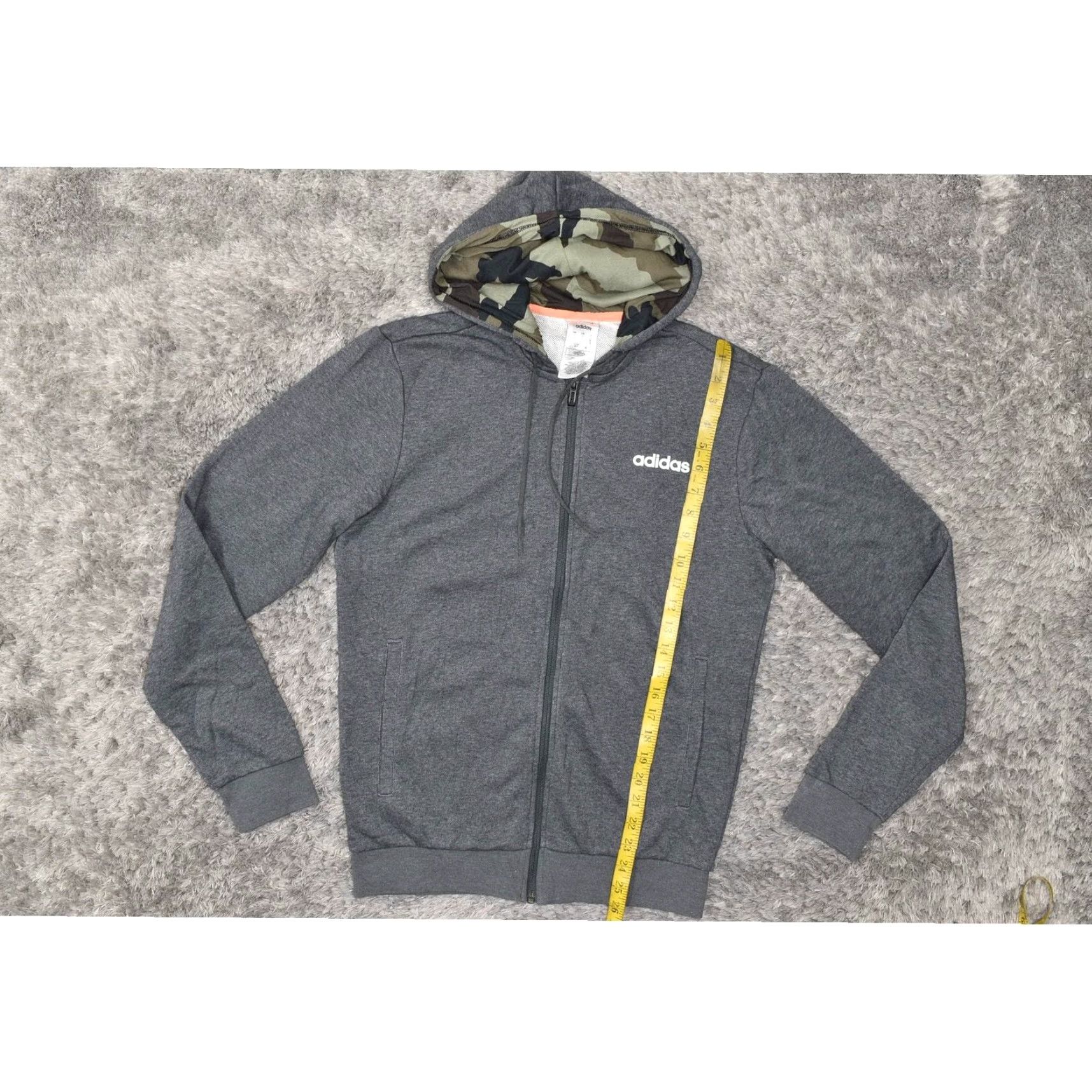 Adidas Adidas Mens Small Gray Cotton Blend Full Zip Solid Basic Jacket Hooded Shirt Size US S / EU 44-46 / 1 - 7 Thumbnail