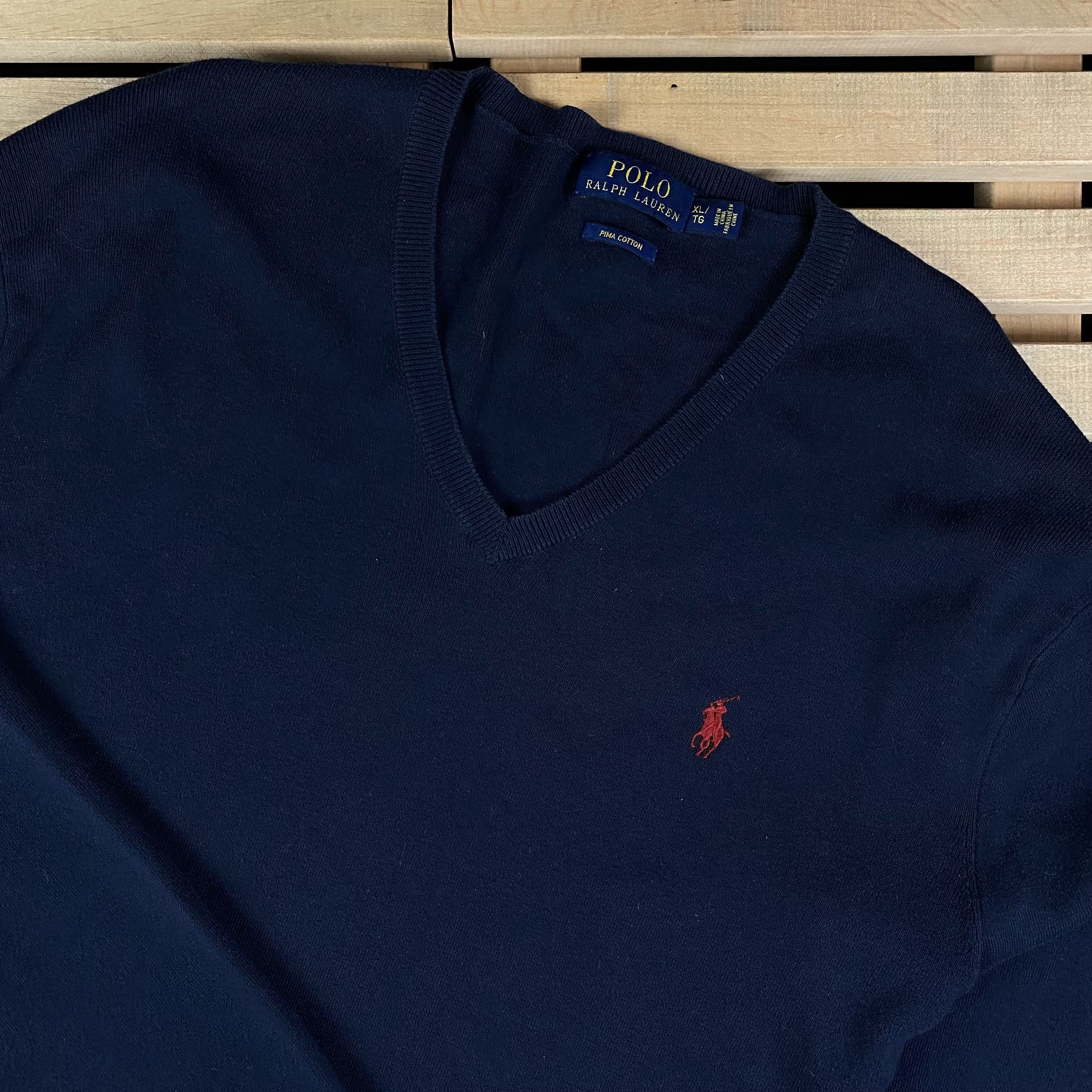 Polo Ralph Lauren × Ralph Lauren Mens Jumper Polo Ralph Lauren Pima Cotton V Neck Size XL Size US XL / EU 56 / 4 - 2 Thumbnail