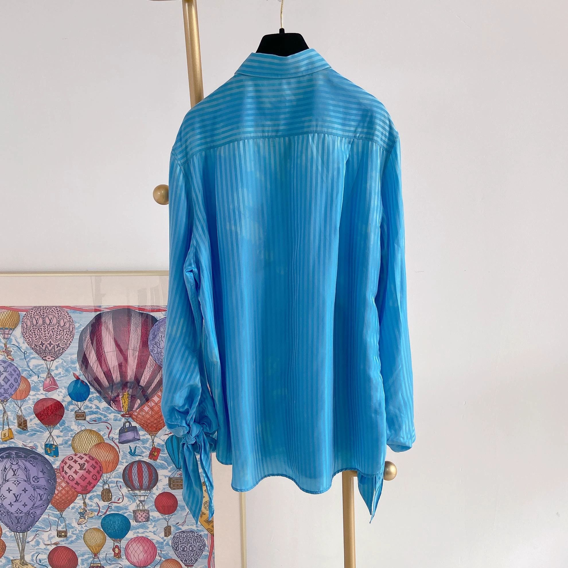 Balenciaga Balenciaga Women's Blue Vertical Stripe Shirt 34 Size XXS / US 00 / IT 34 - 2 Thumbnail