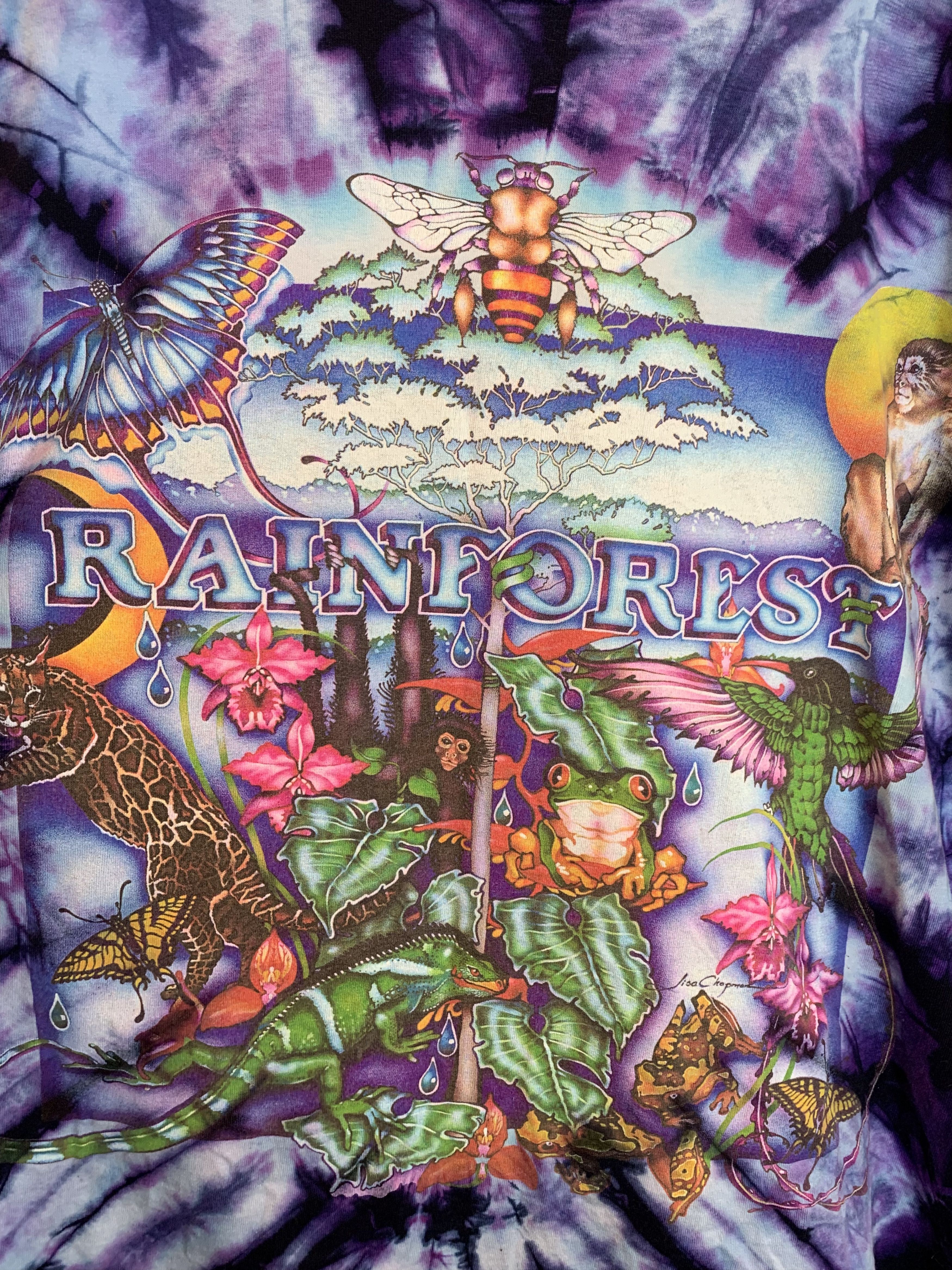 Vintage *RARE* Vintage Rainforest Nature Single Stitch Tie Dye Shirt Size US L / EU 52-54 / 3 - 7 Thumbnail