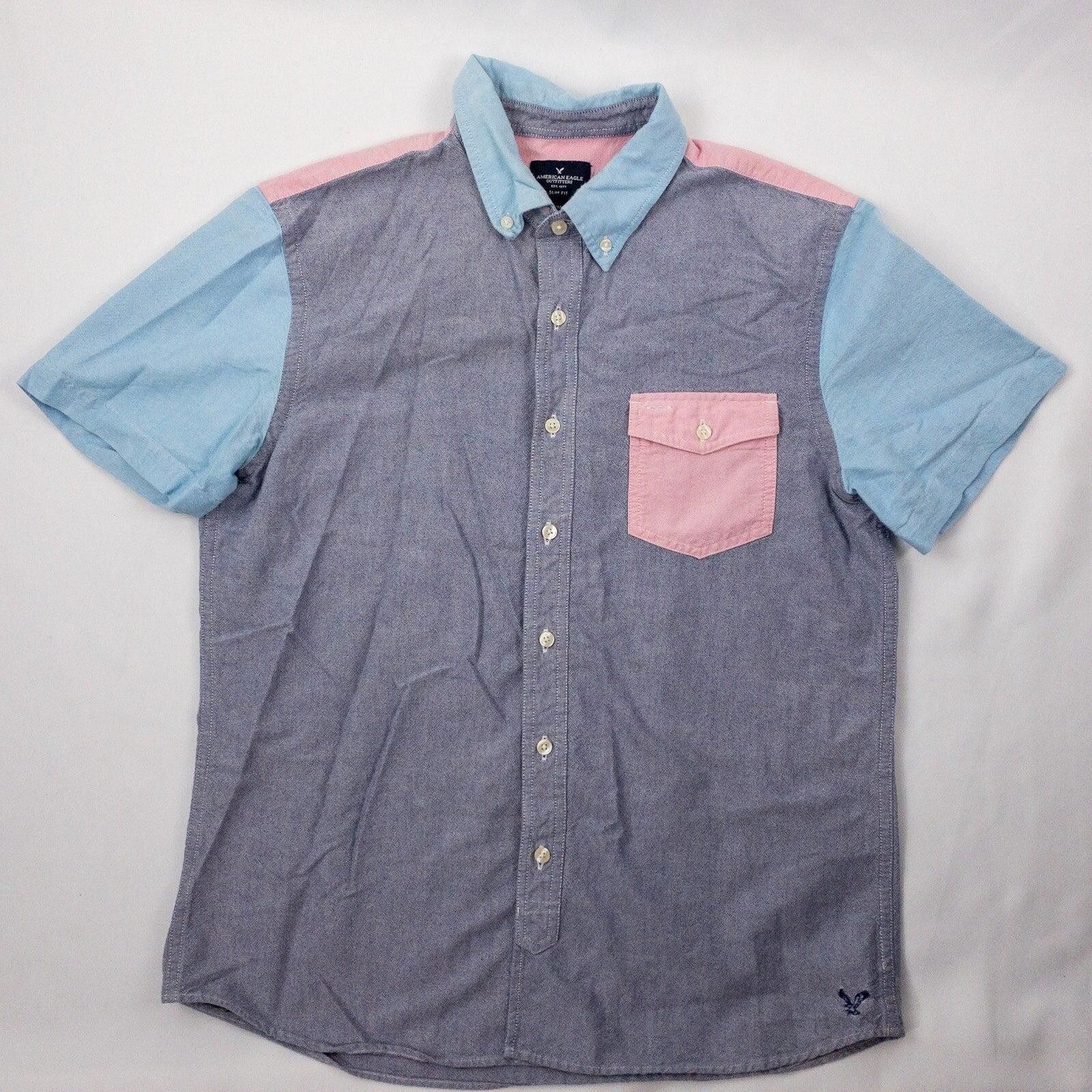 American Eagle Outfitters American Eagle Slim Colorblock Pink Blue Shirt Mens Medium Size US M / EU 48-50 / 2 - 3 Thumbnail