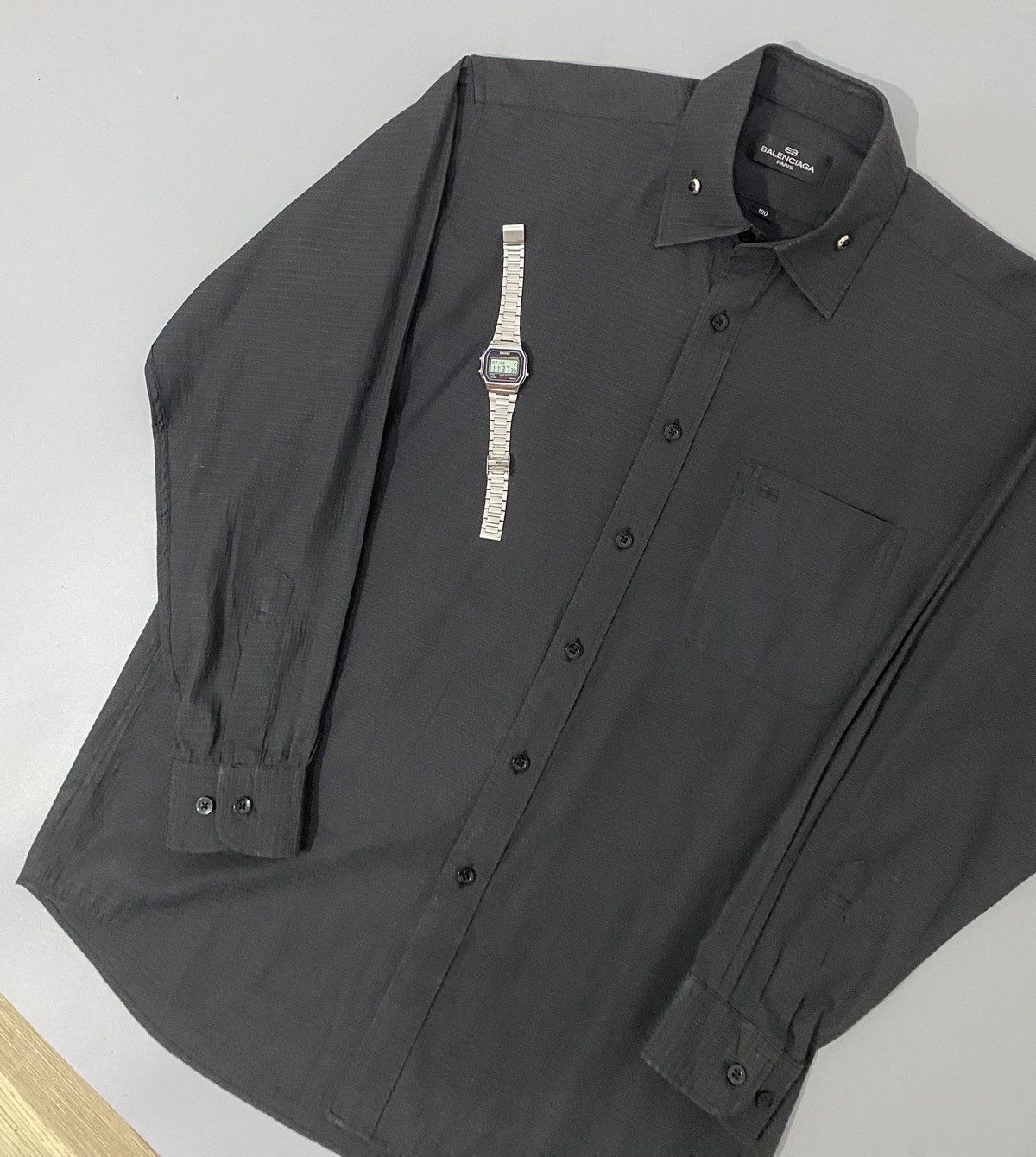 Balenciaga × Vintage 💥All Black💥Balenciaga Shirt Buttons Up Size US L / EU 52-54 / 3 - 2 Thumbnail