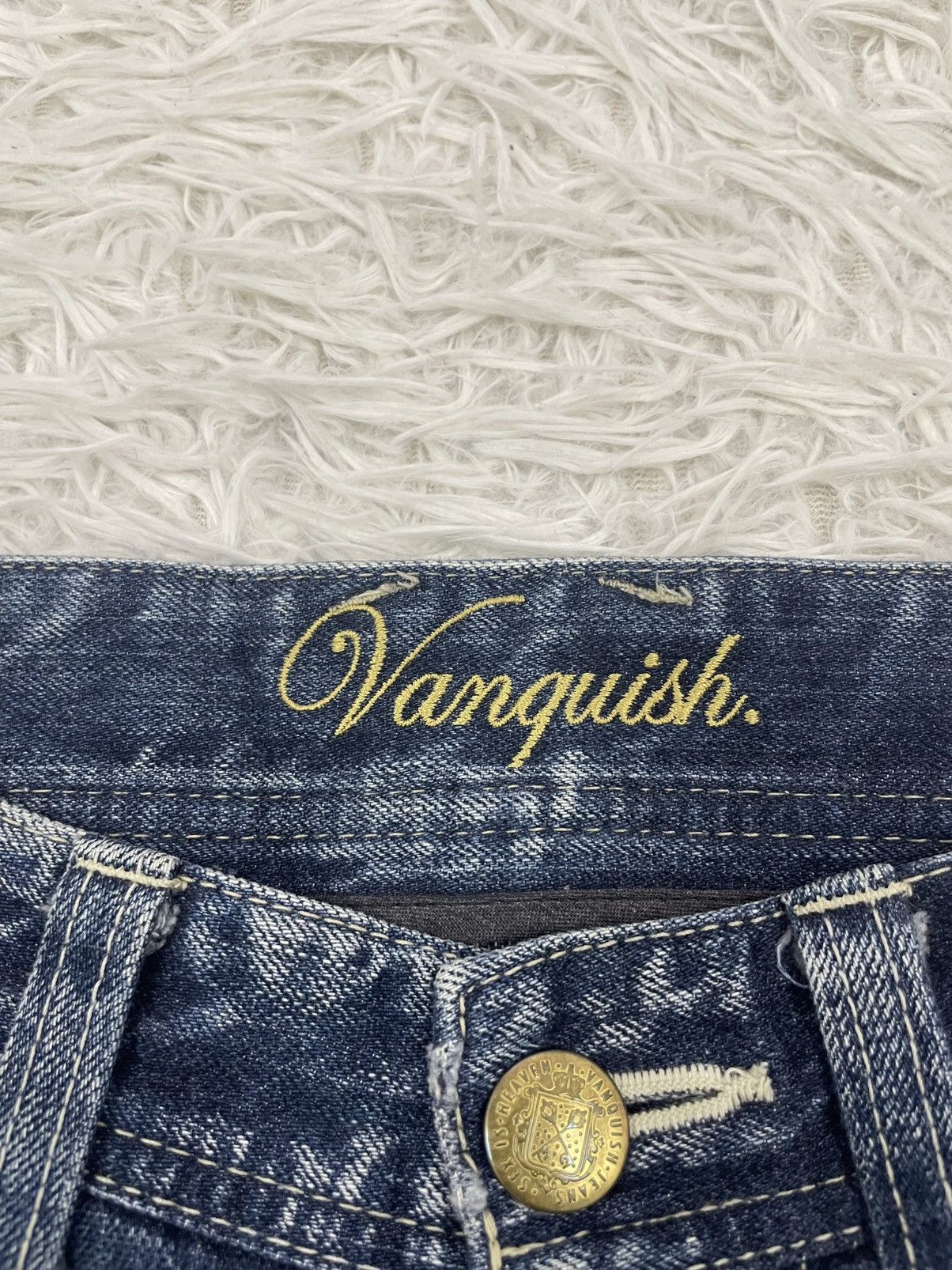 Vanquish Vanquish Gold Distress Flair Jeans Pant Made in Japan Size 31" - 12 Thumbnail