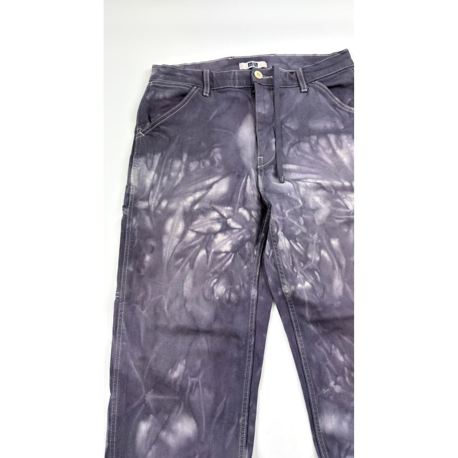 Uniqlo Uniqlo Pants Mens Medium Gray Tie Dye Straight Leg Cotton Casual Workwear Regular Size US 31 - 4 Thumbnail