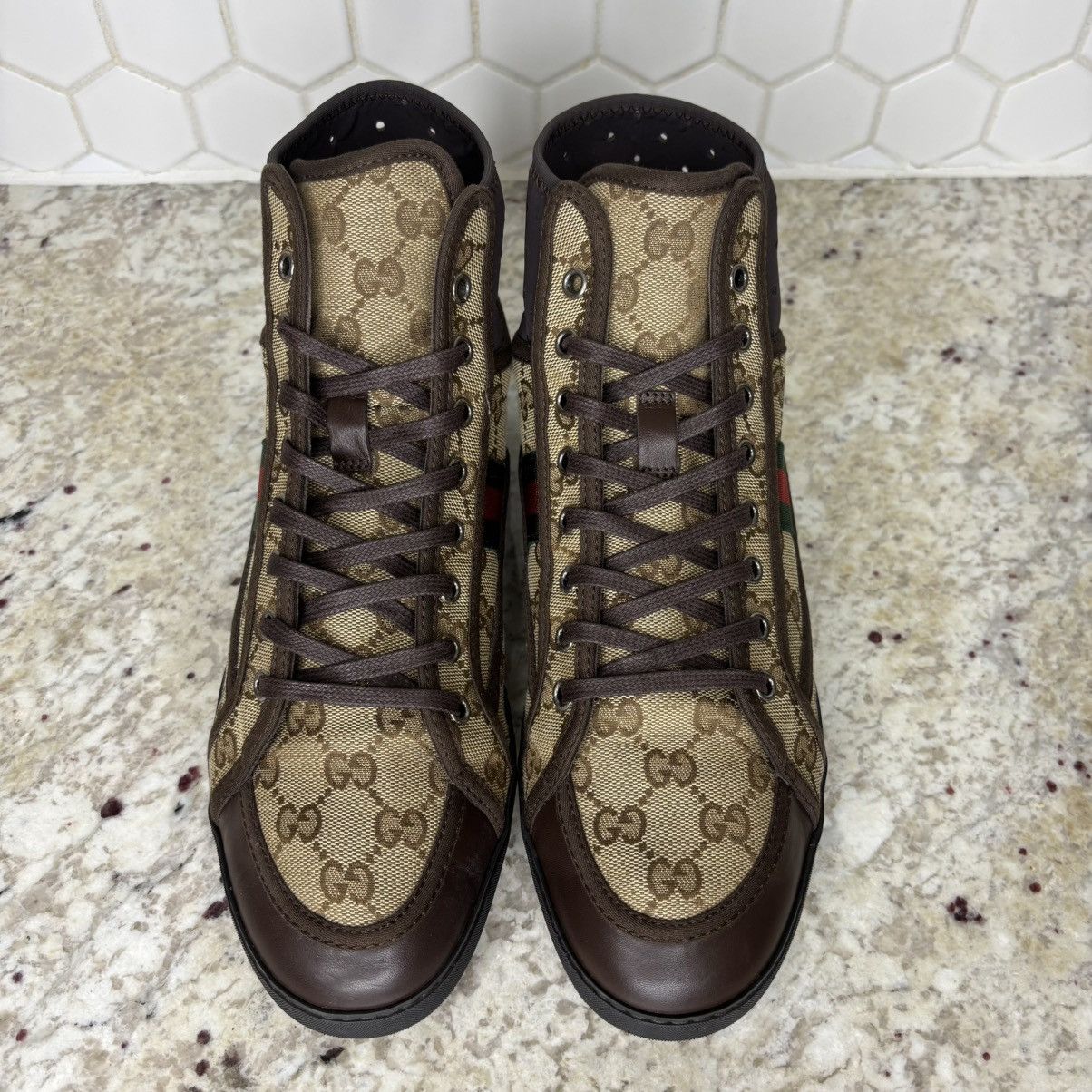 Gucci Size 7-Gucci California Striped High 'Beige Ebony' clean W/B Size US 7 / EU 40 - 5 Thumbnail