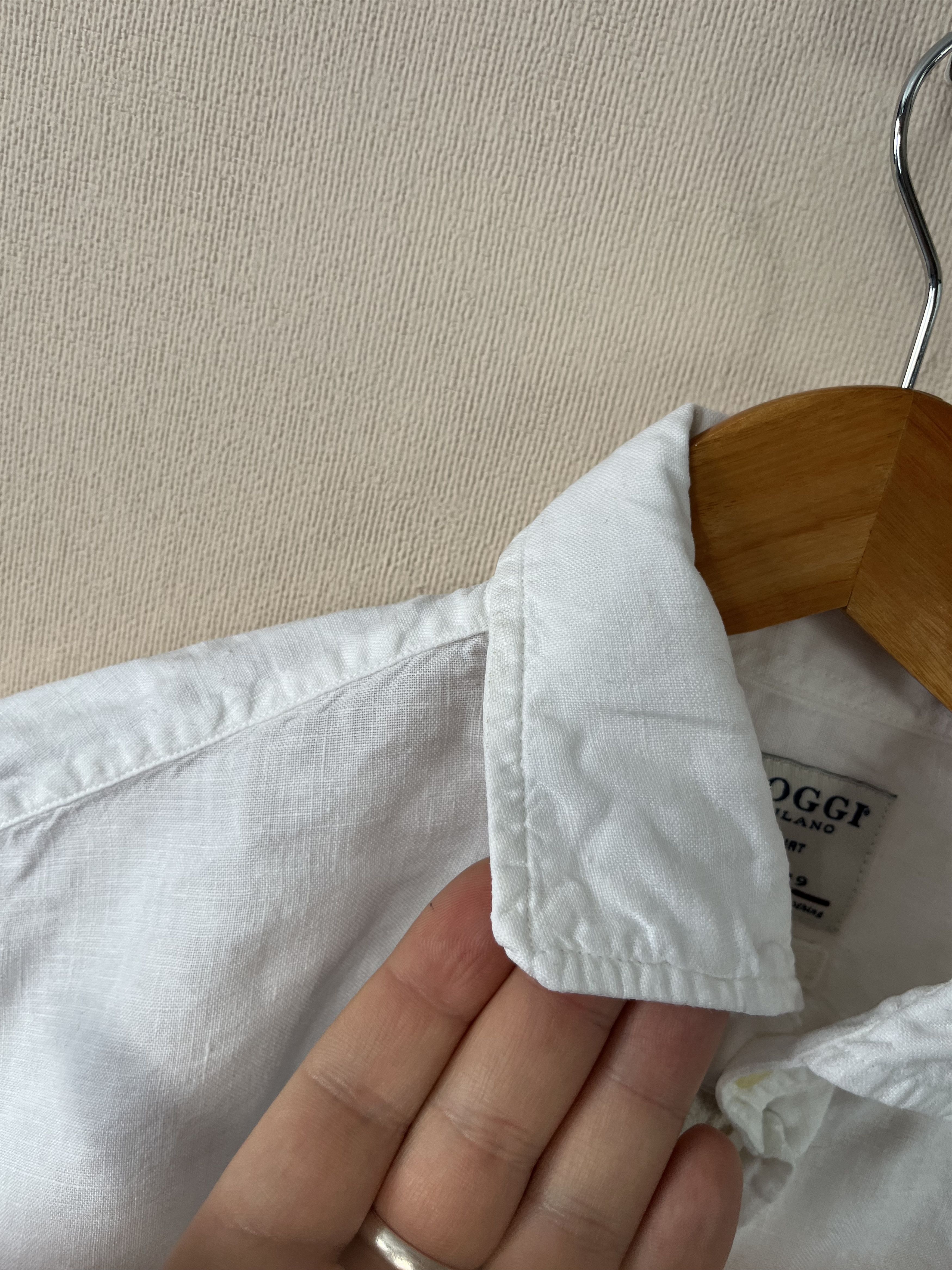 Boggi Boggi Milano Irish Linen Shirt White Long Sleeve Button Up Size US M / EU 48-50 / 2 - 7 Thumbnail